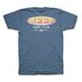Doug Short Sleeve Tee in blue showing back with vintage REEF Surf Club graphic, comfortable cotton for beach lifestyle.