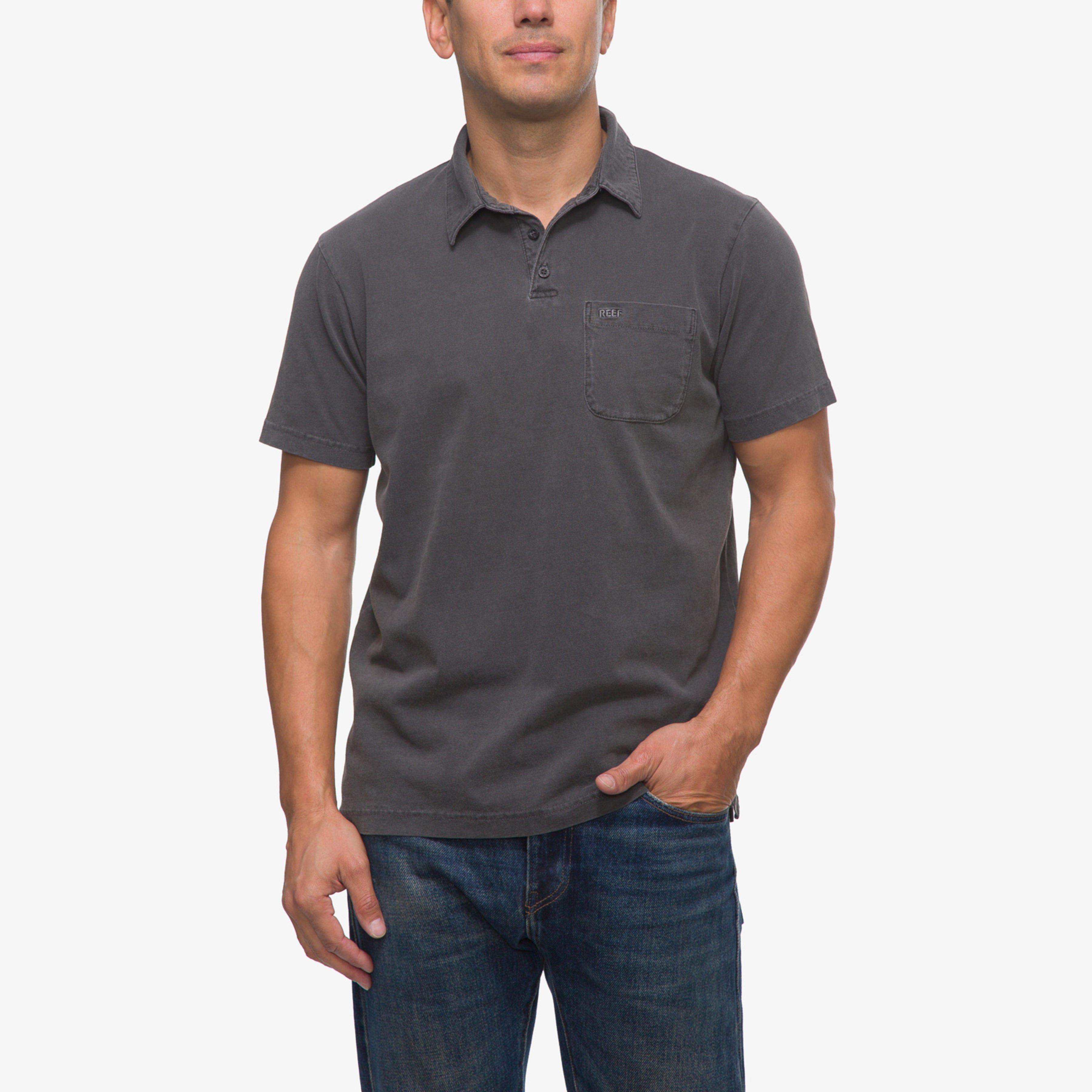 Walker Short Sleeve Polo - Pirate Black - Front View