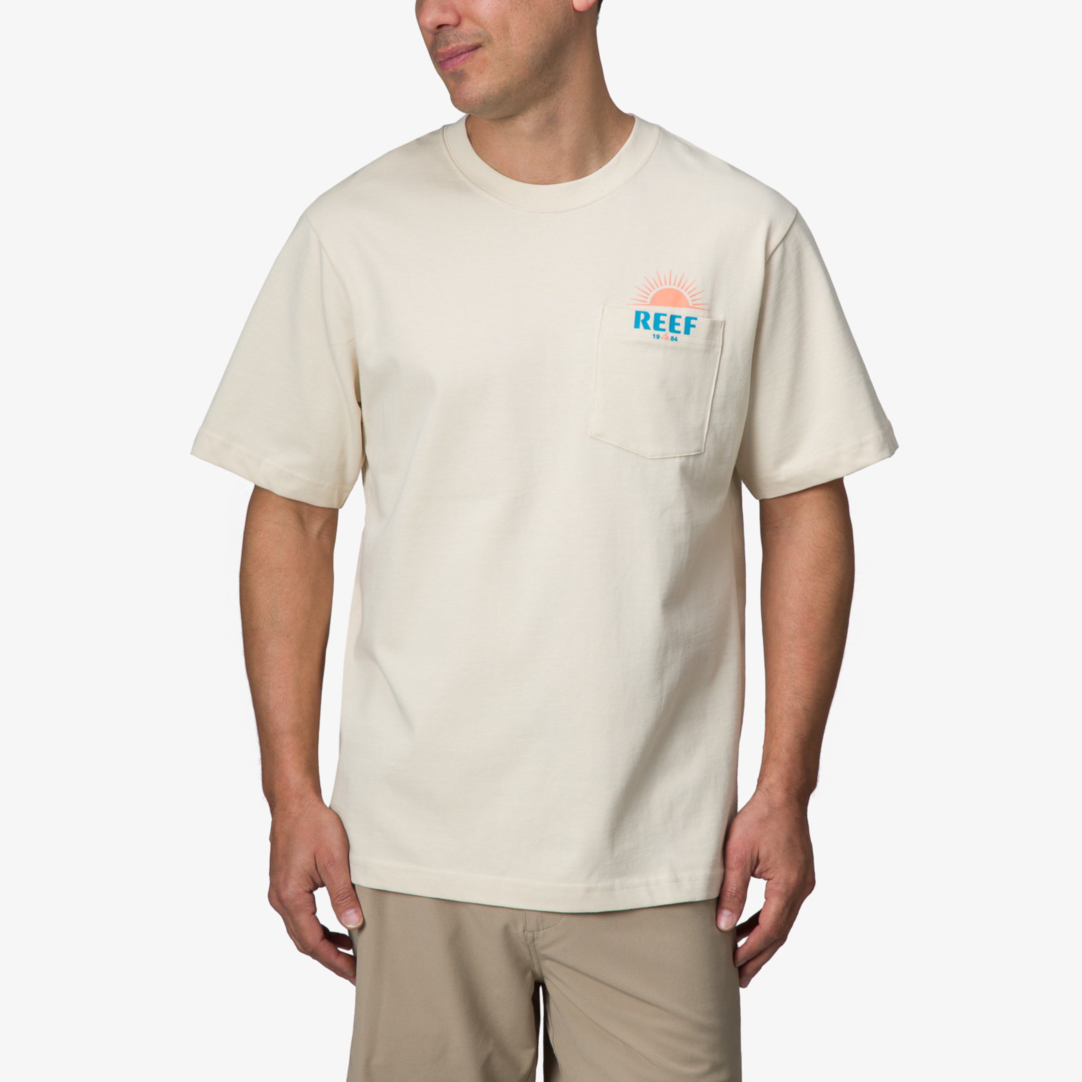 Sunrise Pocket Short Sleeve T-Shirt - Almond - Front View