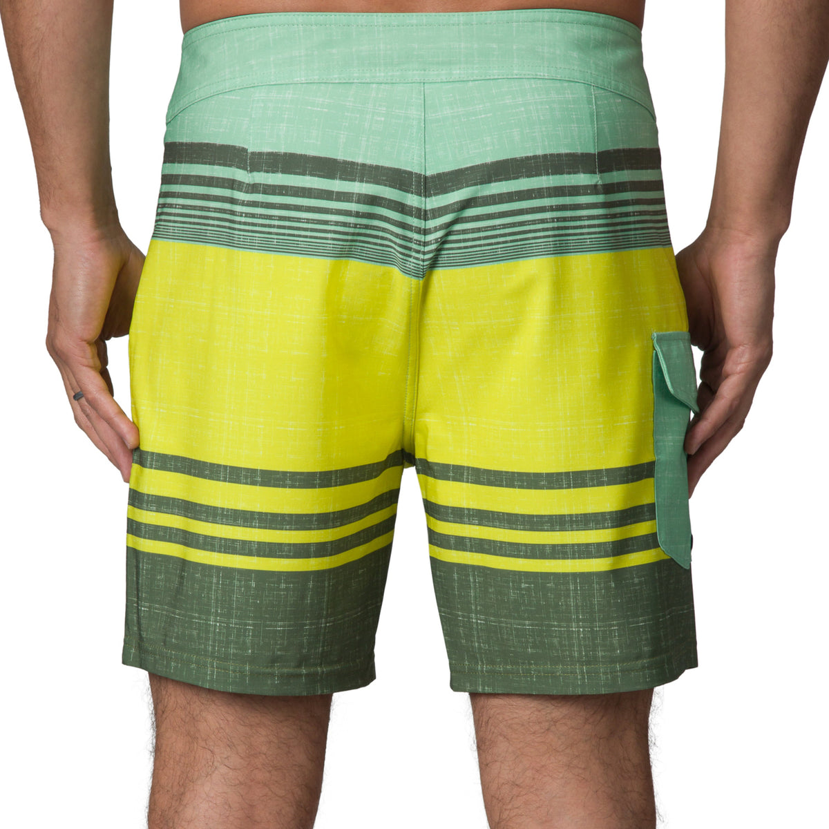 Casey Stripe Boardshort 17" - Fair Green - Back View