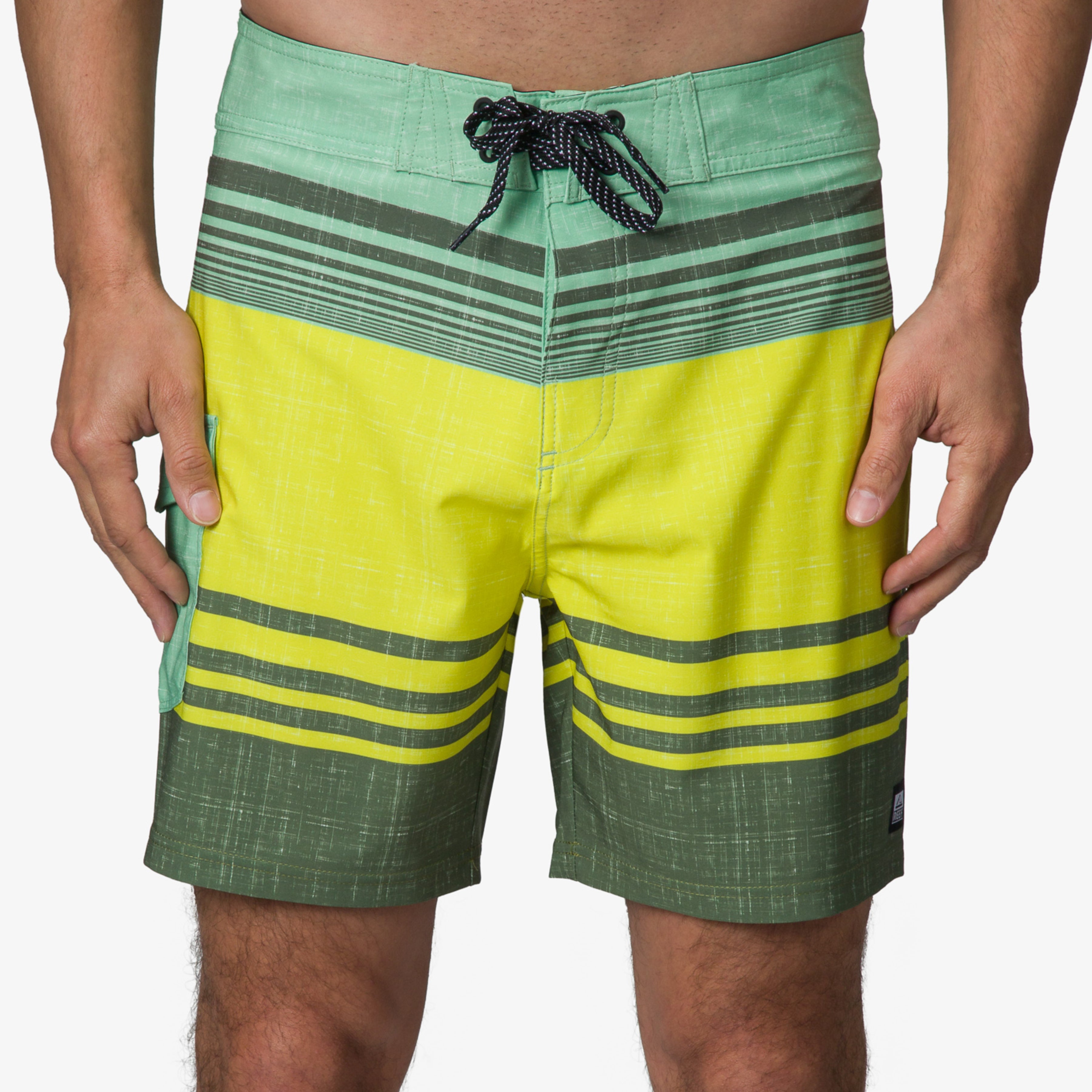 Casey Stripe Boardshort 17" - Fair Green - Front View