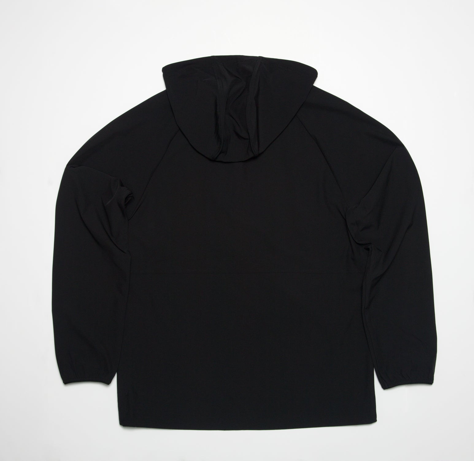 Garvey Full Zip Jacket for men shown from back, black hooded jacket designed for beach comfort and active lifestyle.