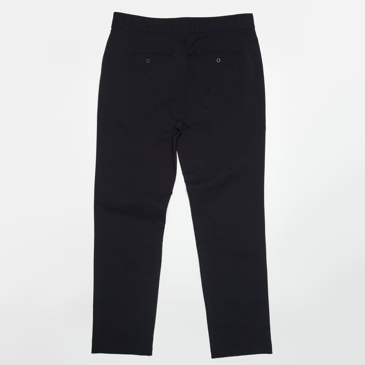 Back view of black Carrick Stretch Pant for men, highlighting durable fabric and tailored fit with comfortable stretch.