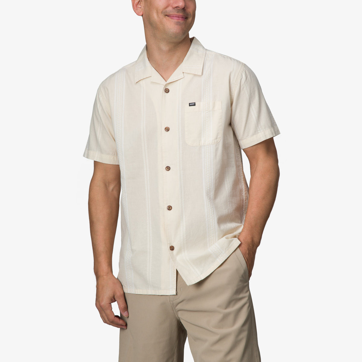 Lemmy Short Sleeve Shirt - Almond Milk - Front View