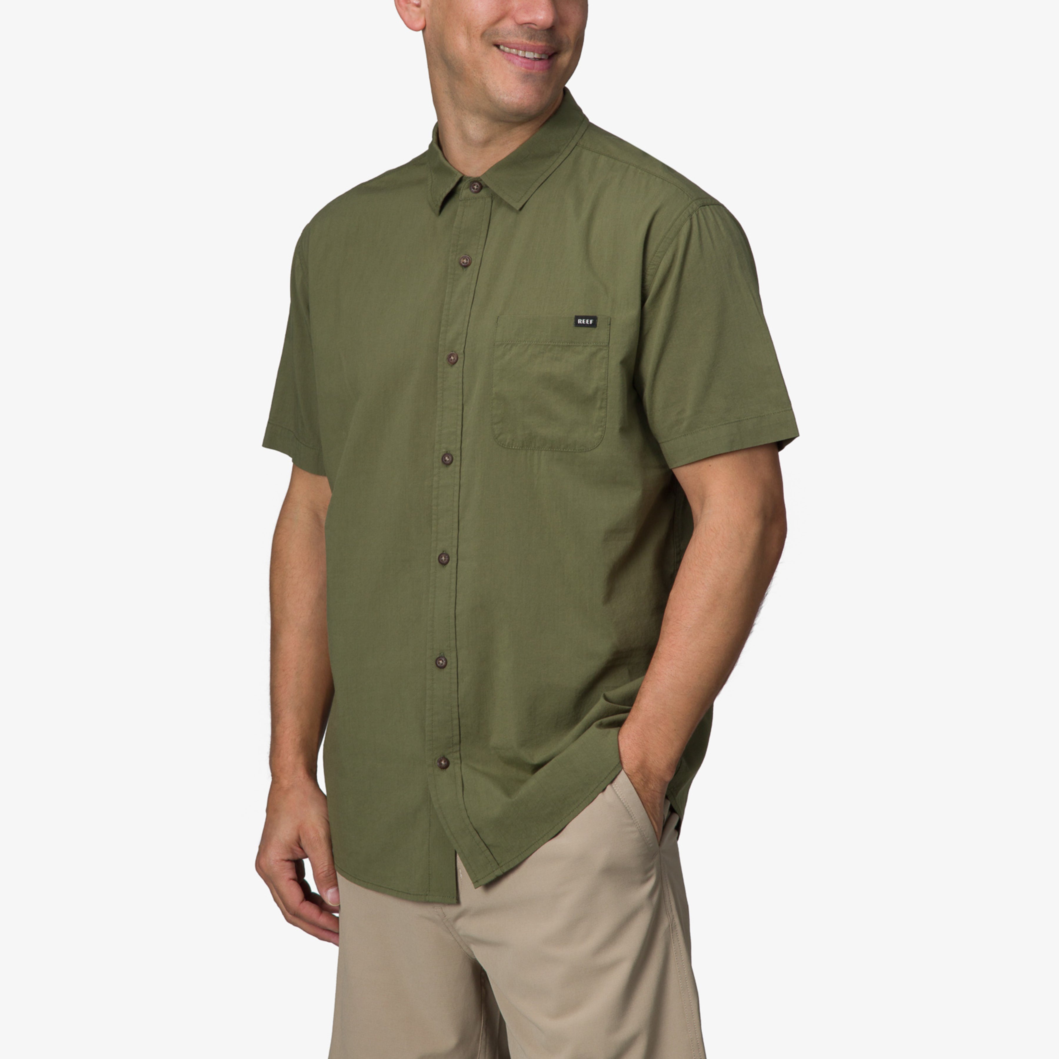 Collins Short Sleeve Shirt - Olivine - Front View