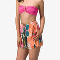 Front view of Eve Flutter Short with vibrant floral pattern, lightweight fabric, perfect for beachwear and active lifestyles.