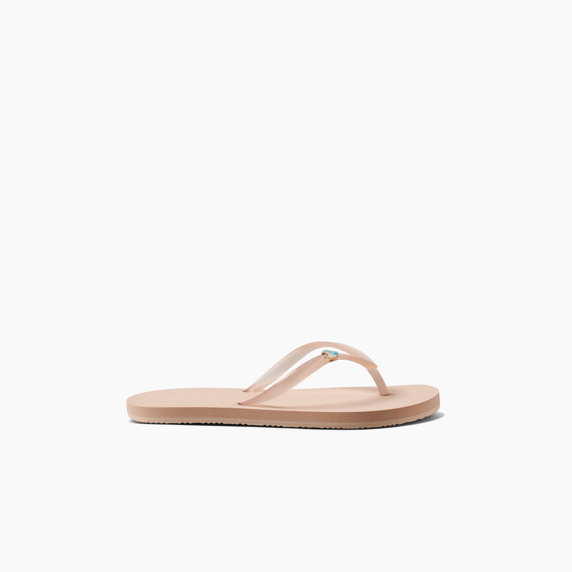 Kids Charming flip flop for girls facing right, close-up side view showing lightweight, water-friendly, cushioned sole.