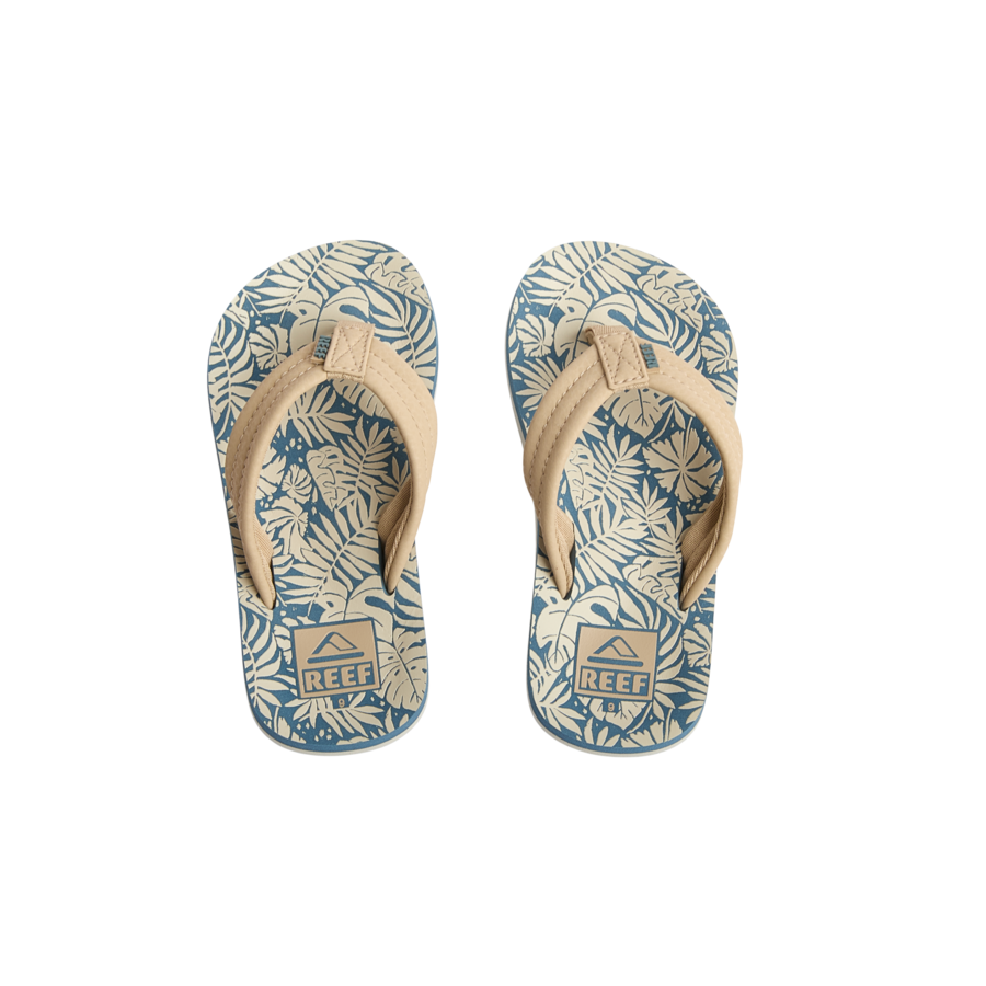 Kids Ahi - Blue/Tan Palm - Top View
