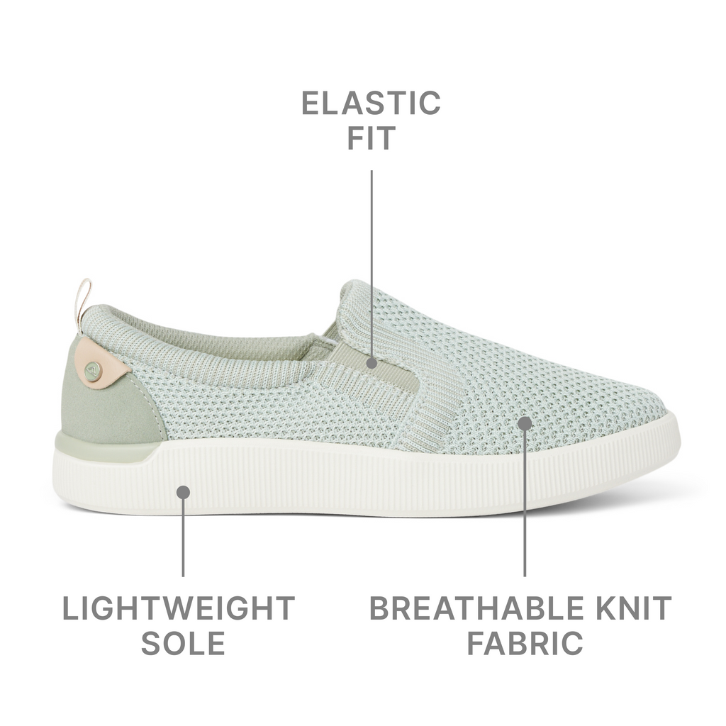 Neptune Elyse women's right shoe side view with breathable knit fabric, elastic fit, and lightweight sole for beach comfort.