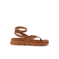 Vista Luxe Sierra sandal facing right, brown leather, ankle strap, soft-rebound cushioning, anatomical arch support beach shoe