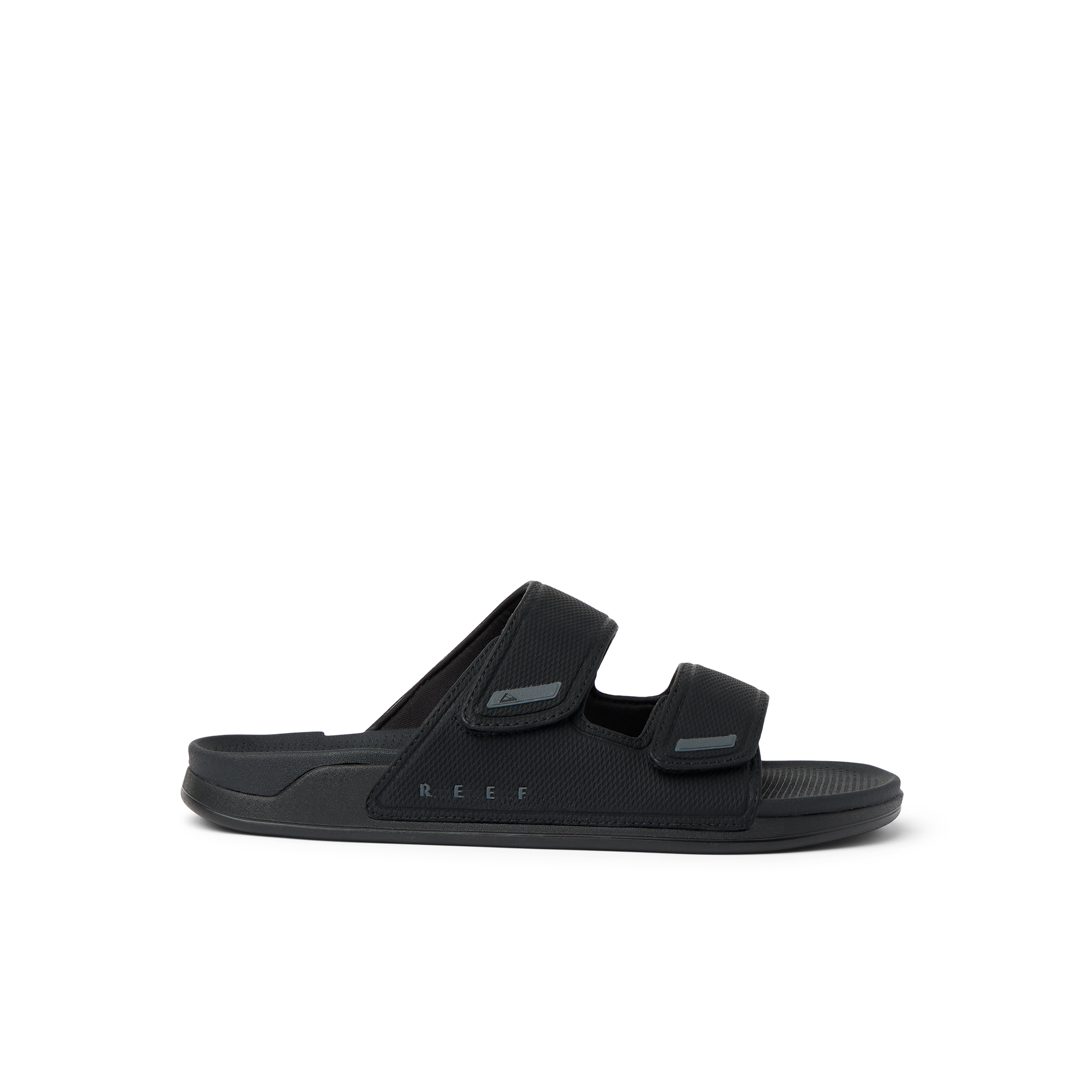 Phantom Tradewind men's black sandal facing right, with adjustable straps and anatomical arch support for comfort