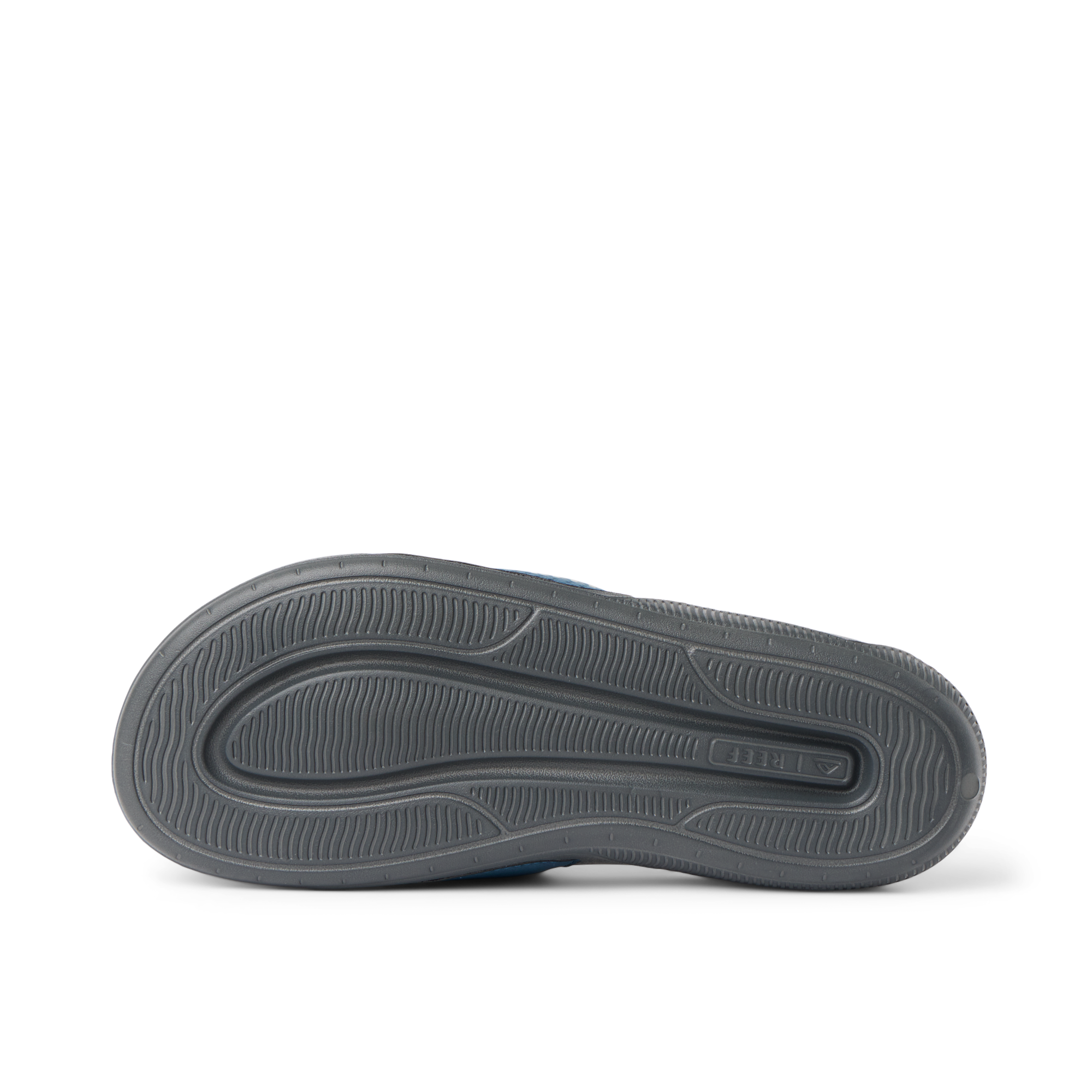 Tailslide footwear sole facing up, showcasing lightweight, durable, water-friendly design with anatomical arch support by REEF.