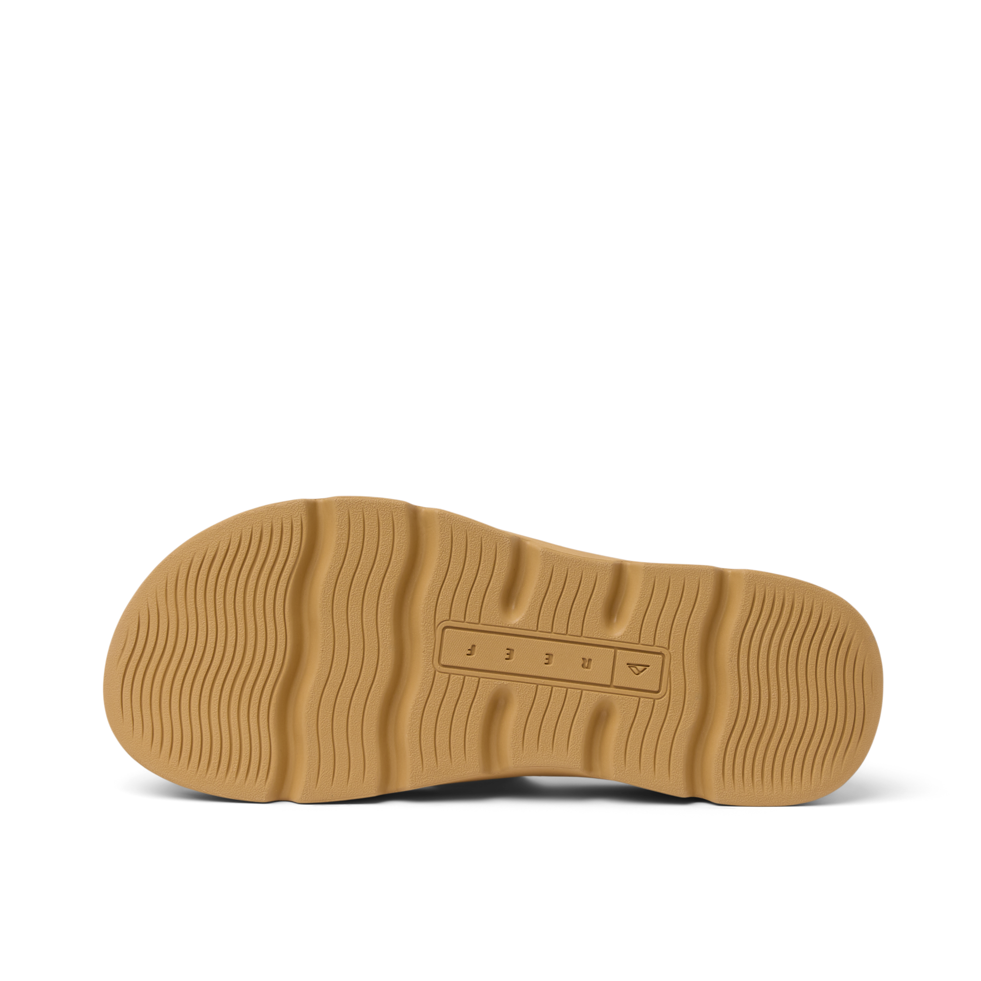 Vista Luxe Thea women's sandal sole facing up, showing textured, durable, water-friendly outsole with REEF branding.