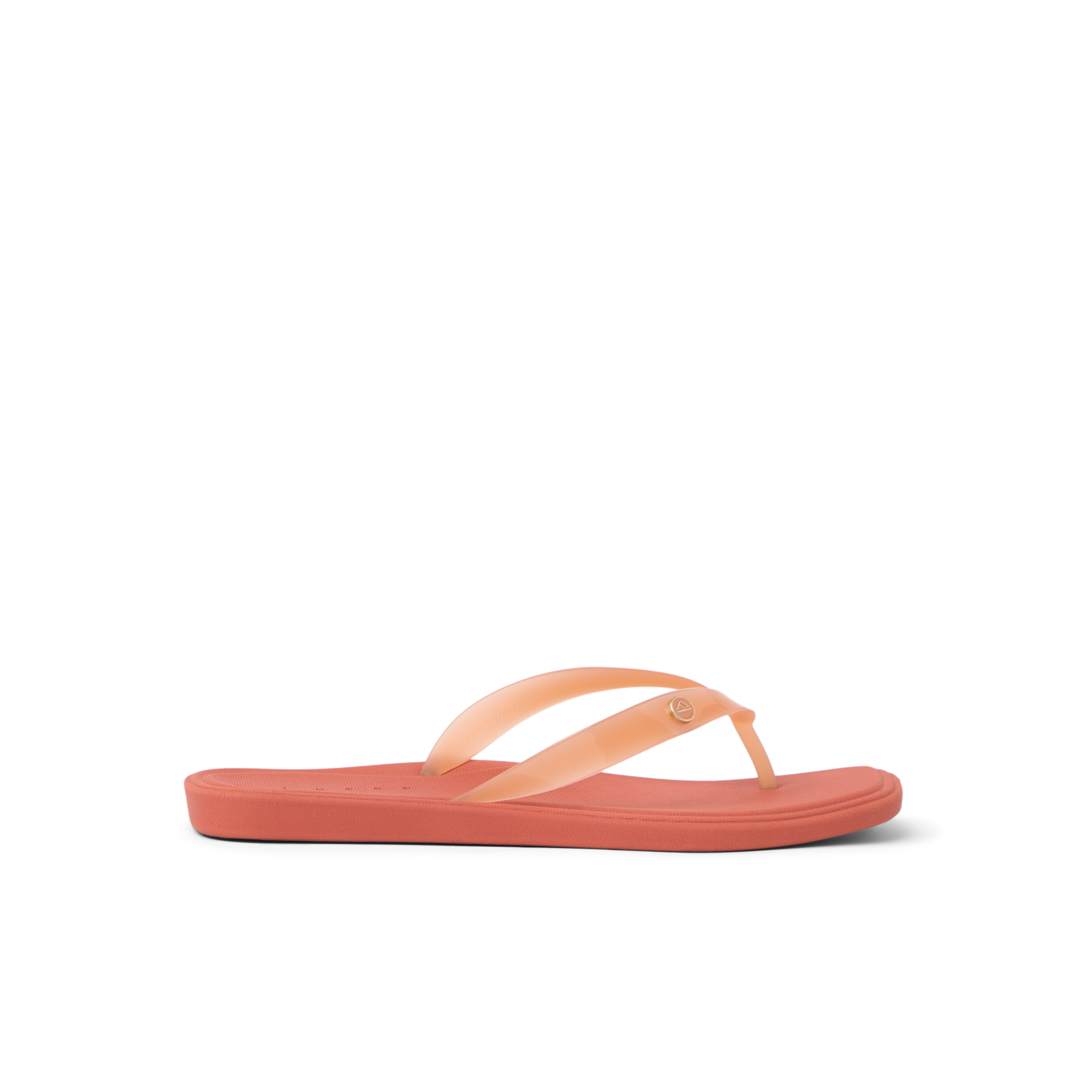 Solaye women's coral sandal facing right, surf-inspired with comfort cushioning and anatomical arch support