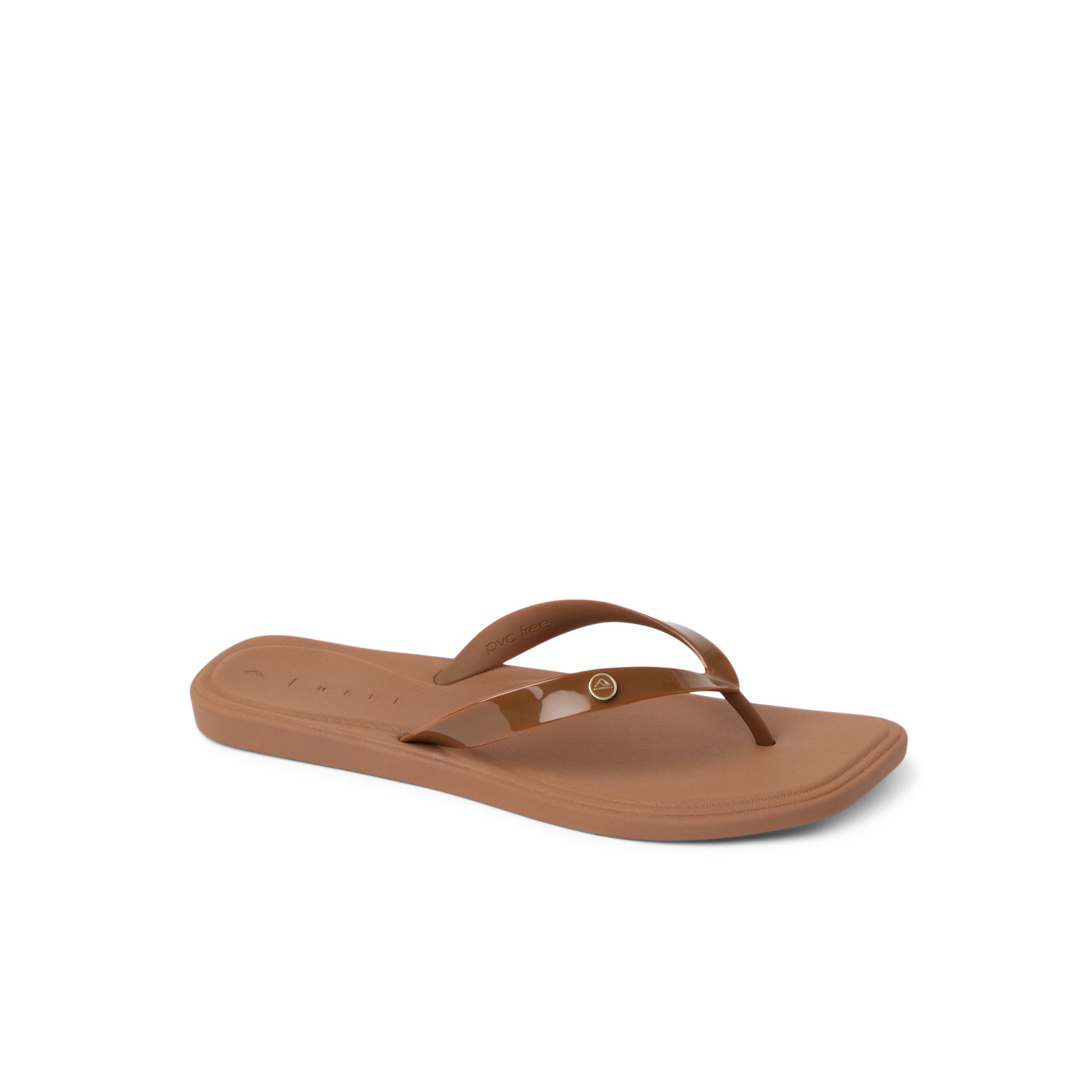 Solaye women's chocolate brown sandal facing right, featuring soft cushioning and anatomical arch support for beach comfort.