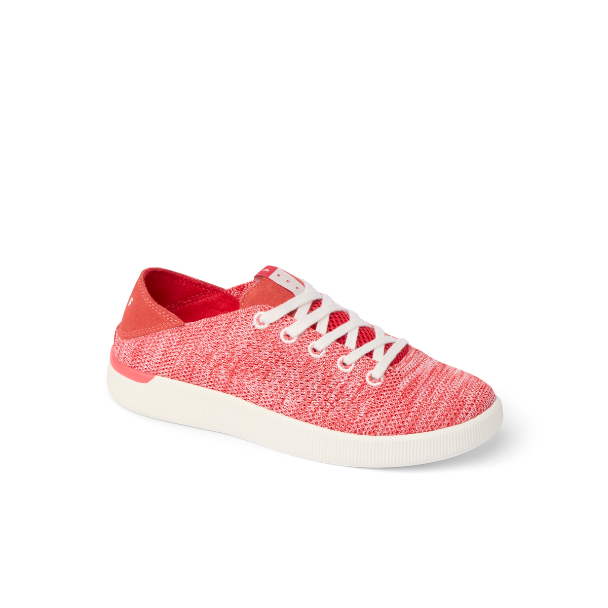Reef Neptune women's sneaker facing right, close-up of knit fabric upper with white laces and cushioned sole
