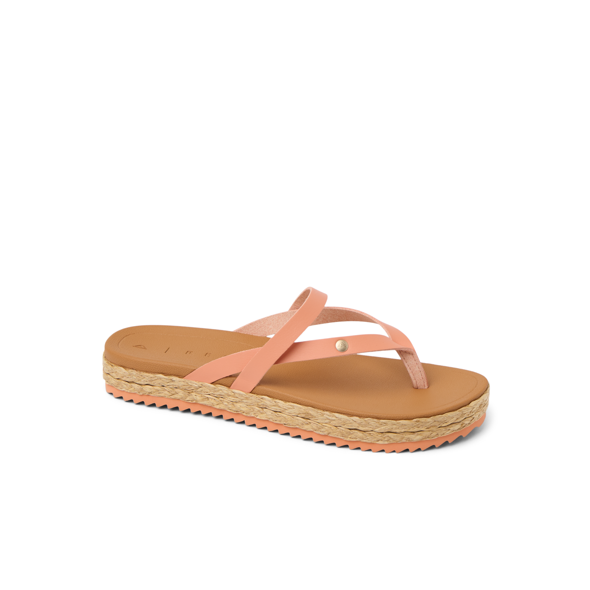 Vista Carmen women's sandal facing left, featuring surf-inspired design with cushioned footbed and braided platform sole.