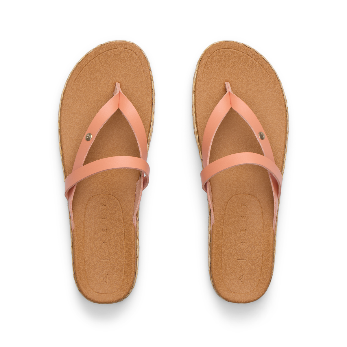 Vista Carmen women's sandals top view facing up, pink straps with molded footbeds for comfort and arch support.