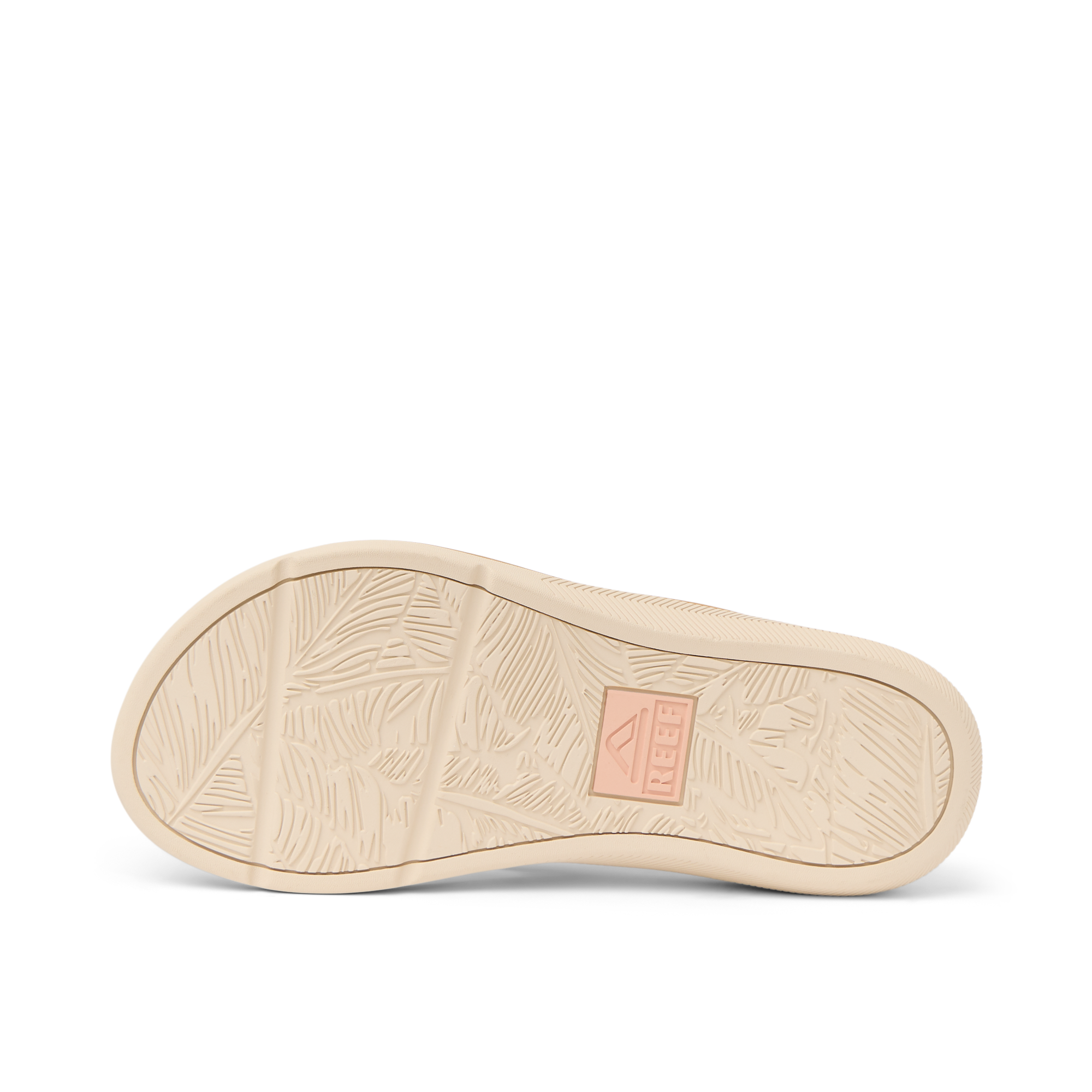 Santa Ana women's shoe sole facing upward, featuring reef logo and textured water-friendly durable design