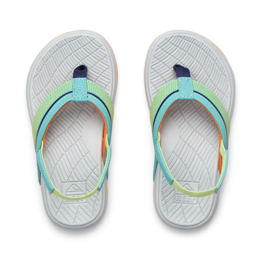Top view of Little Windswell boys' flip flops facing upward with cushioned arch support and water-friendly materials.