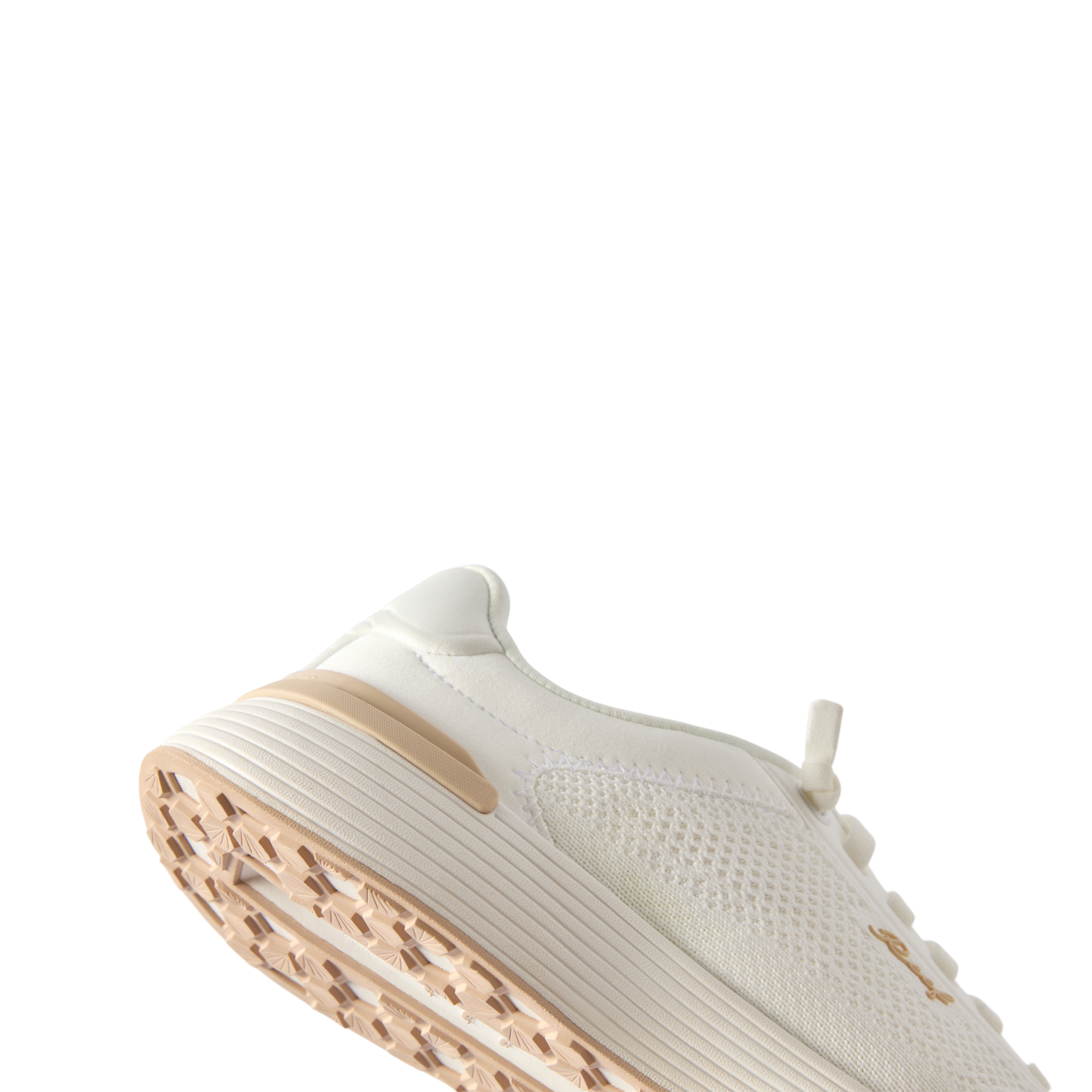 Side view of Shoreline Palisades white sneaker for women featuring soft cushioning and anatomical arch support.