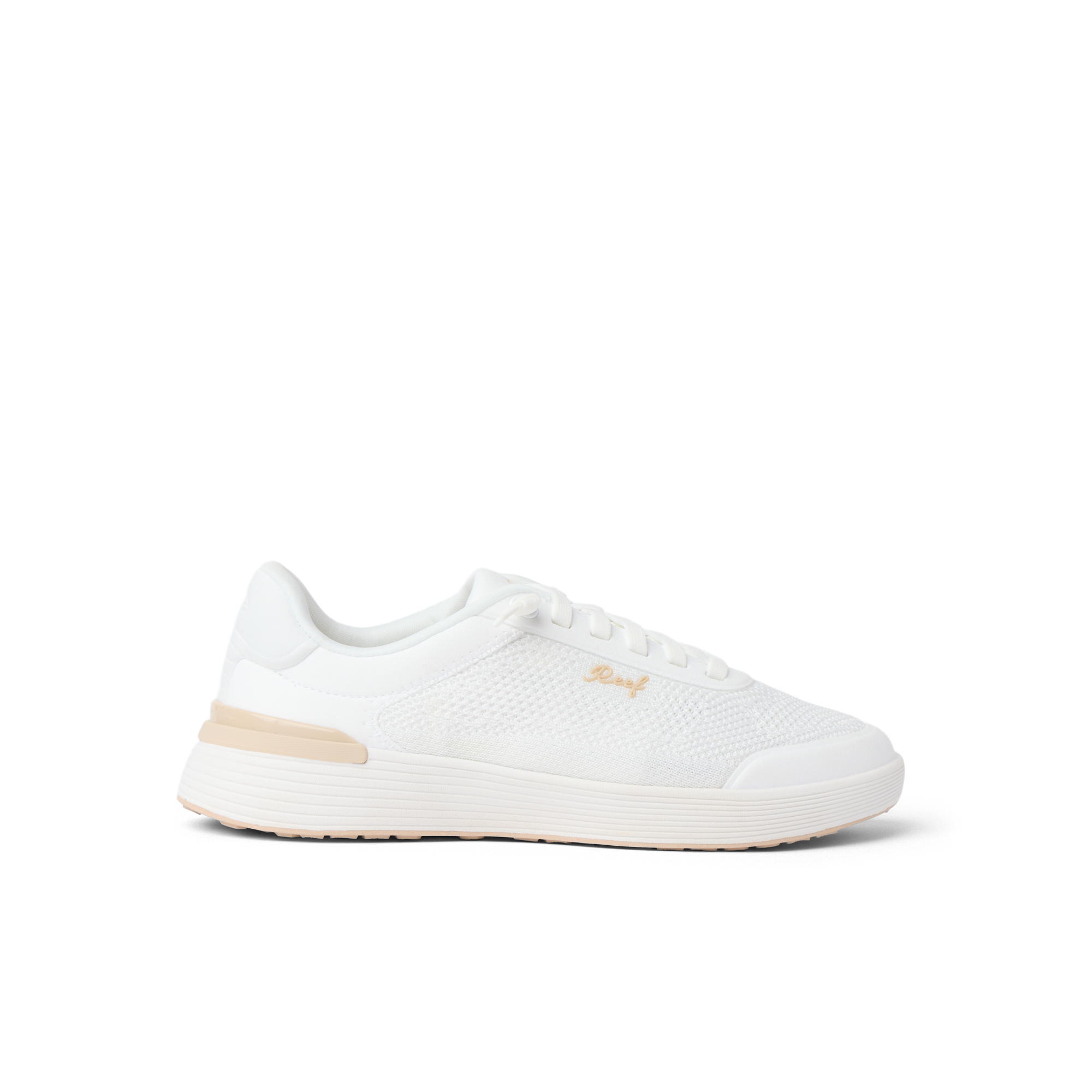 Shoreline Palisades white sneaker facing left, lightweight with anatomical arch support and soft cushioning for comfort.