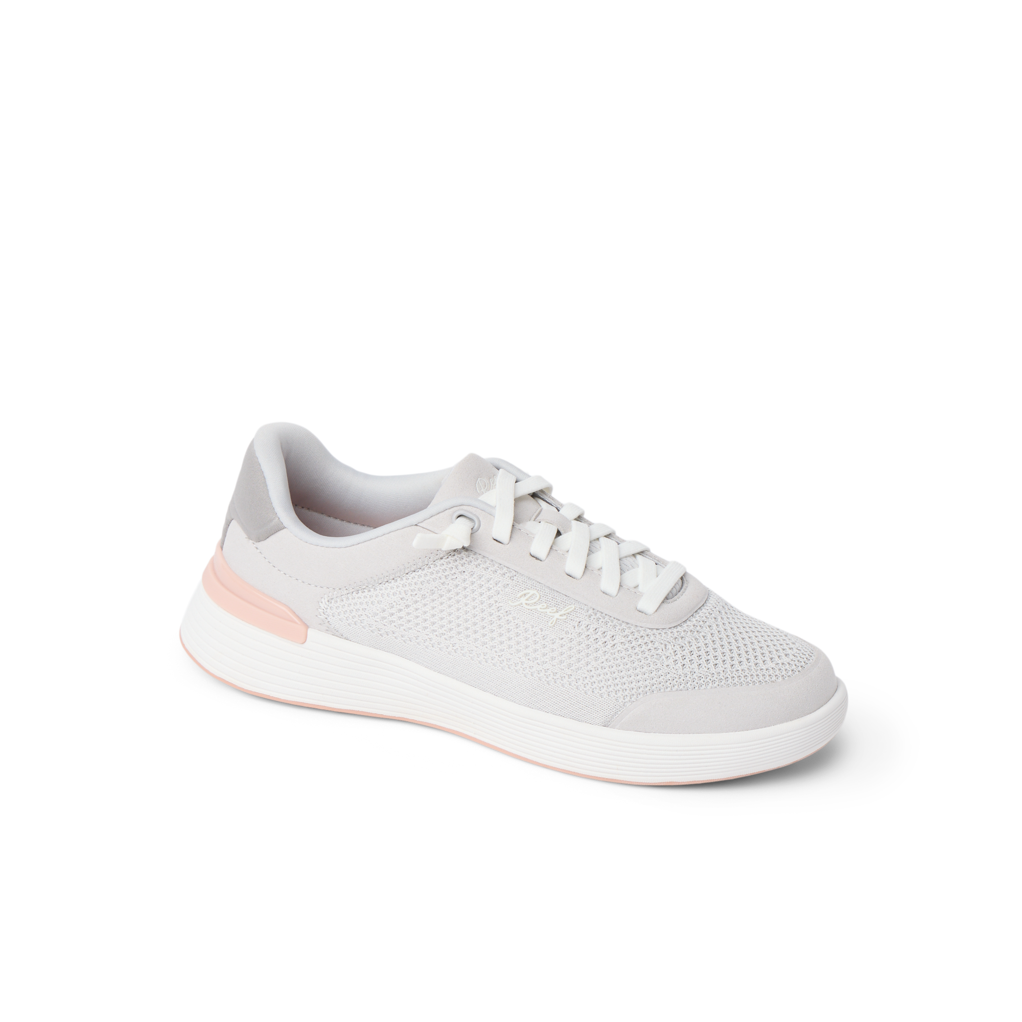 Shoreline Palisades women's sneaker facing right, breathable grey mesh with cushioned sole for all-day comfort.