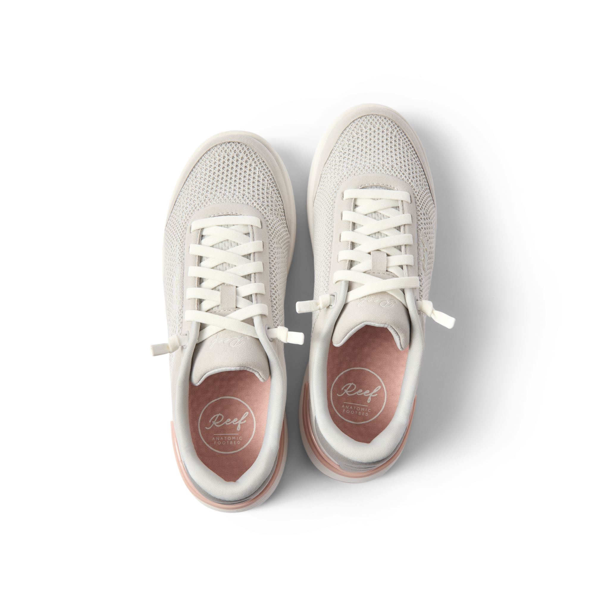 Top view of Shoreline Palisades women's sneakers in heather grey with comfortable arch support and cushioned insoles.
