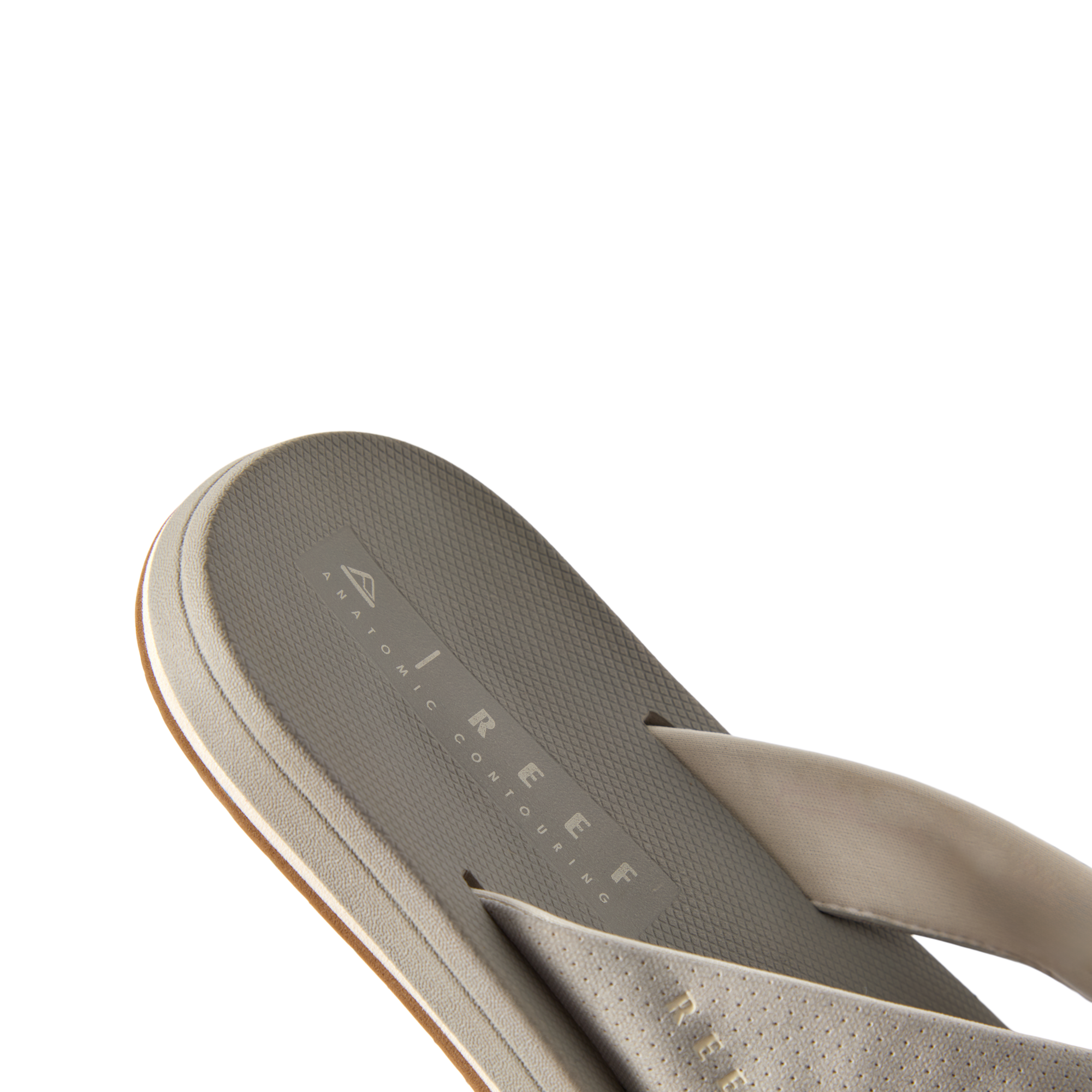 Nox men's sandal facing right, showing close-up of front footbed with anatomical arch support and cushioning