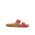 Cushion Vista women's sandal facing right with coral textured straps, anatomical arch support, and soft cushioning.