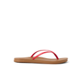 Cushion Slim women's sandal facing right, red straps on tan sole, water-friendly with anatomical arch support.