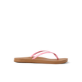 Cushion Slim women's sandal facing left, pink straps and brown sole with soft-rebound cushioning for beach comfort