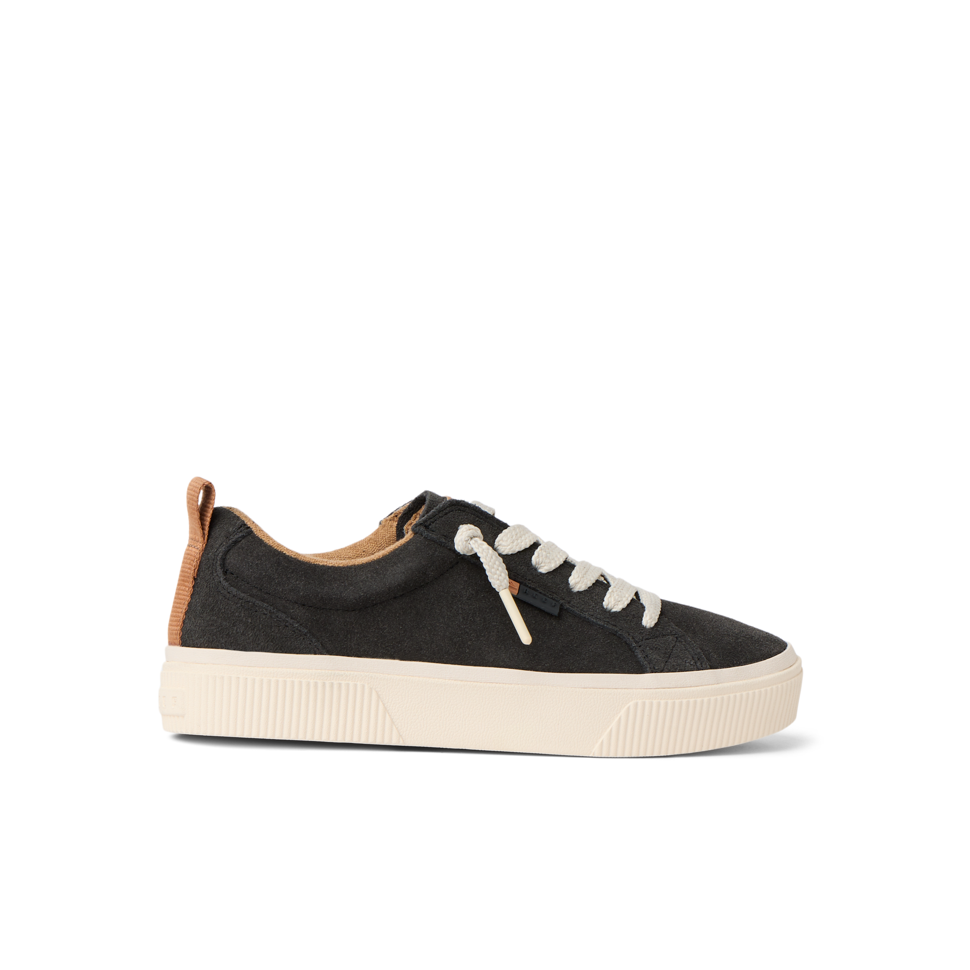 Lay Day Dawn women's charcoal sneaker facing right with cushioned sole and anatomical arch support, beach-inspired comfort.