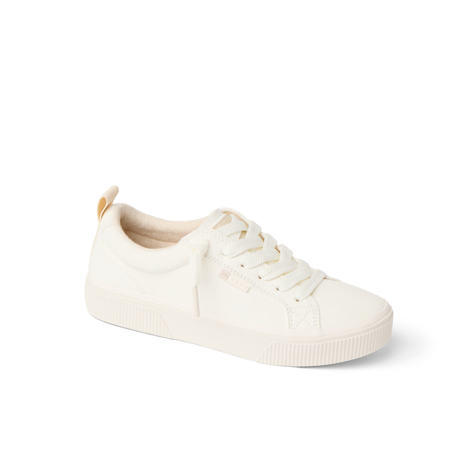 Lay Day Dawn white sneaker for women facing right, showing side and top with cushioned sole and arch support.