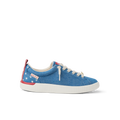 Neptune Alana sneaker facing left shows blue fabric with white stars, red heel tab, and comfortable lightweight design.