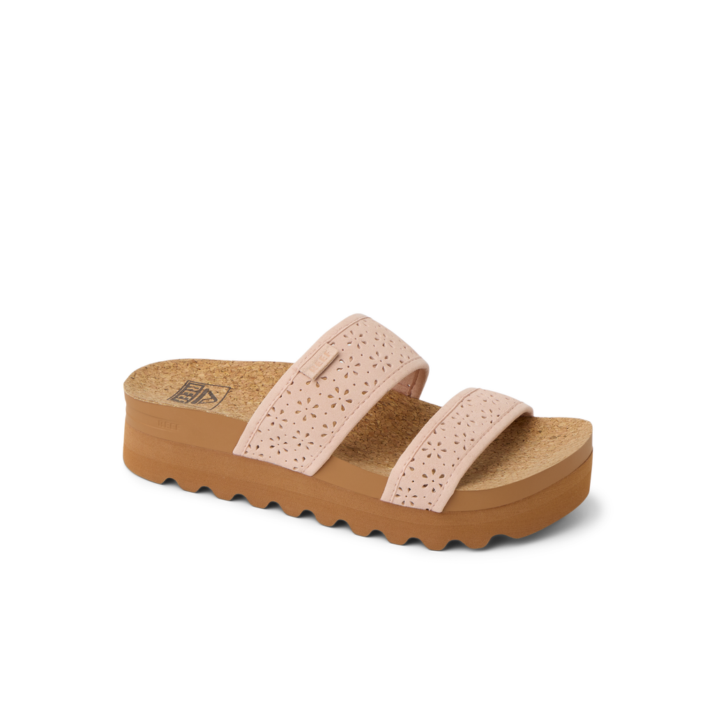 Cushion Vista Hi women's sandal facing right with perforated straps, soft cushioning, and durable platform sole.