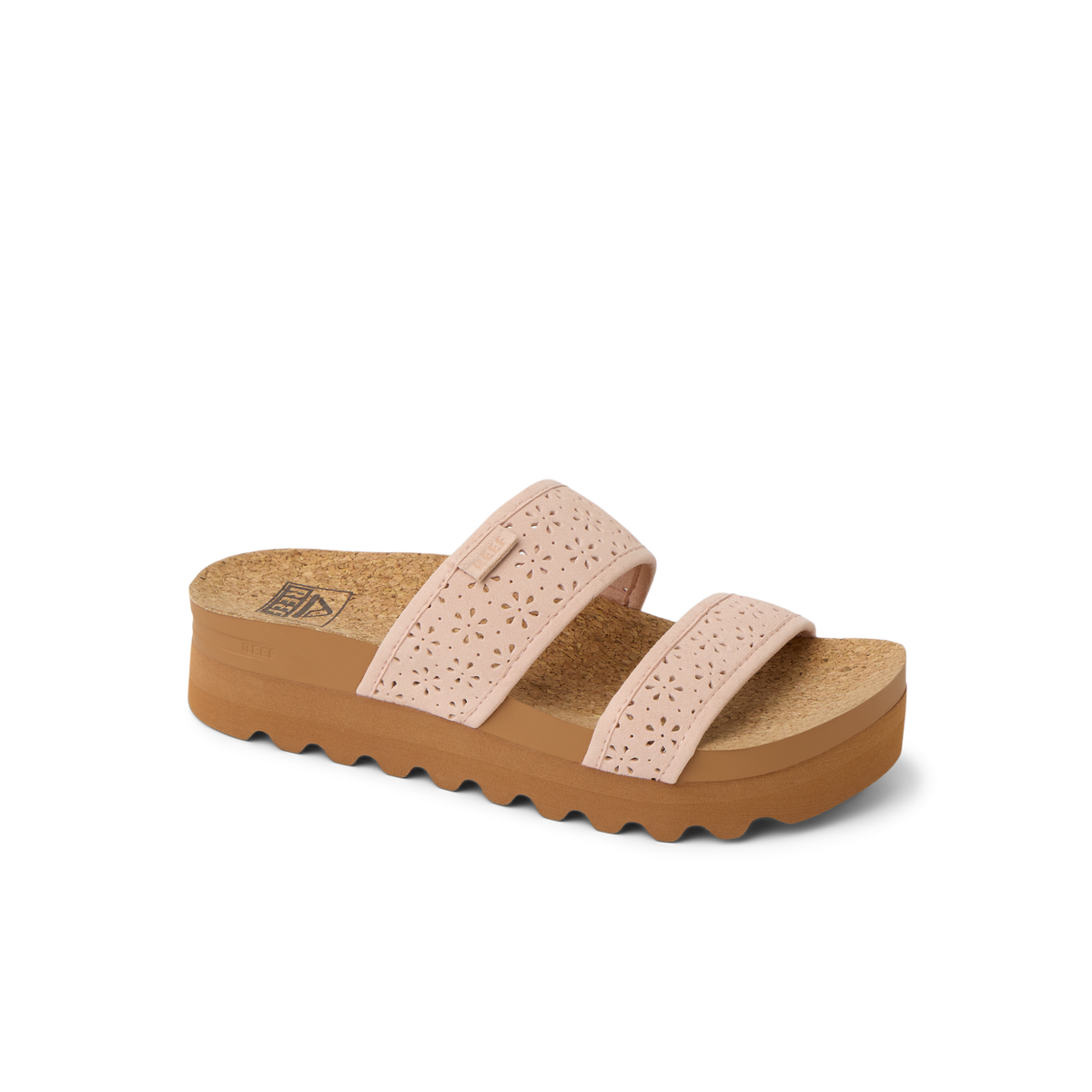 Cushion Vista Hi women's sandal facing right with perforated straps, soft cushioning, and durable platform sole.