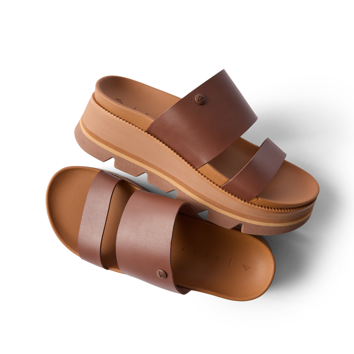 Vista Luxe Siaa women's sandals in chocolate brown, top view showing soft-rebound cushioned footbed and arch support