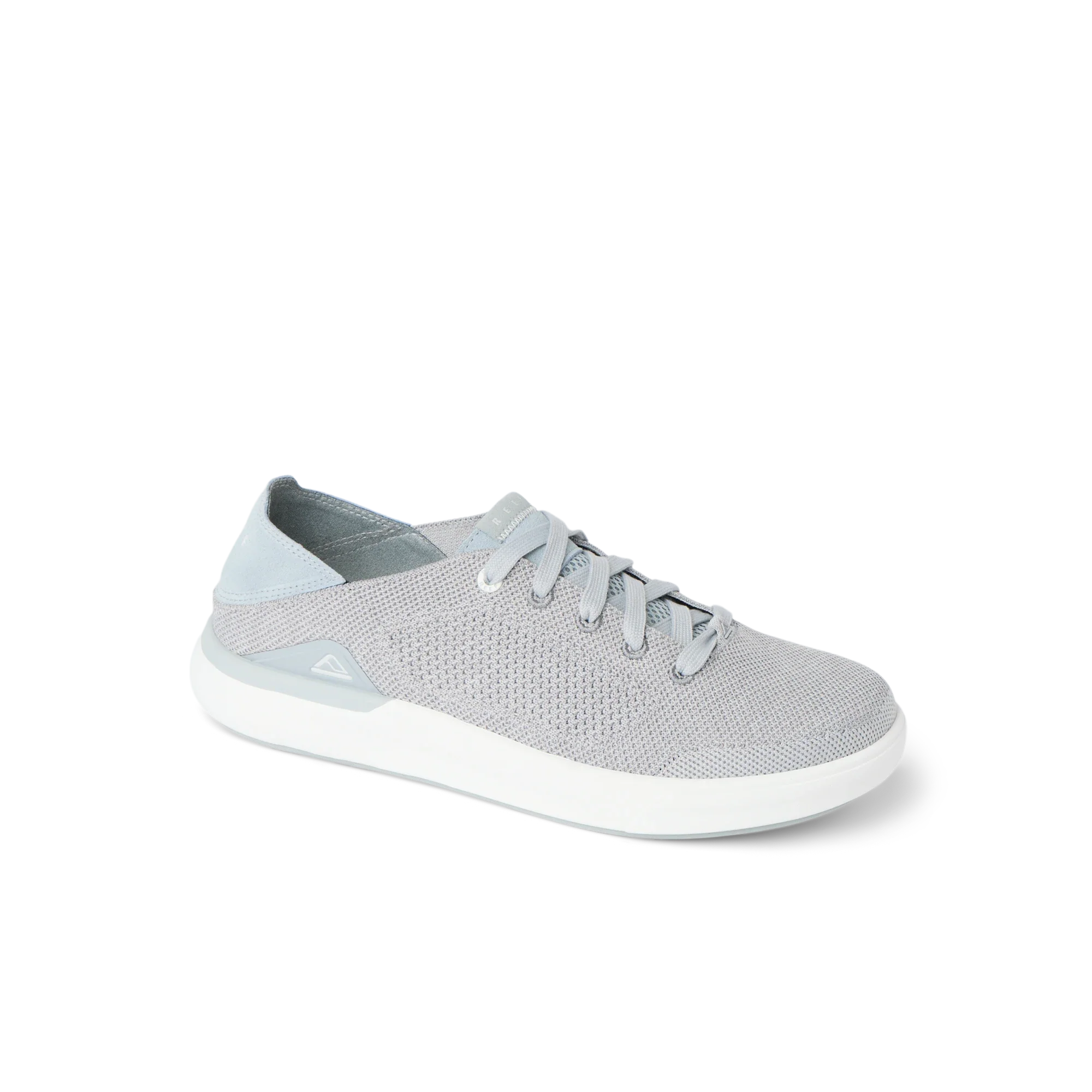 Neptune HT men's grey sneaker facing left, close-up of upper and sole, featuring water-friendly, cushioned comfort.