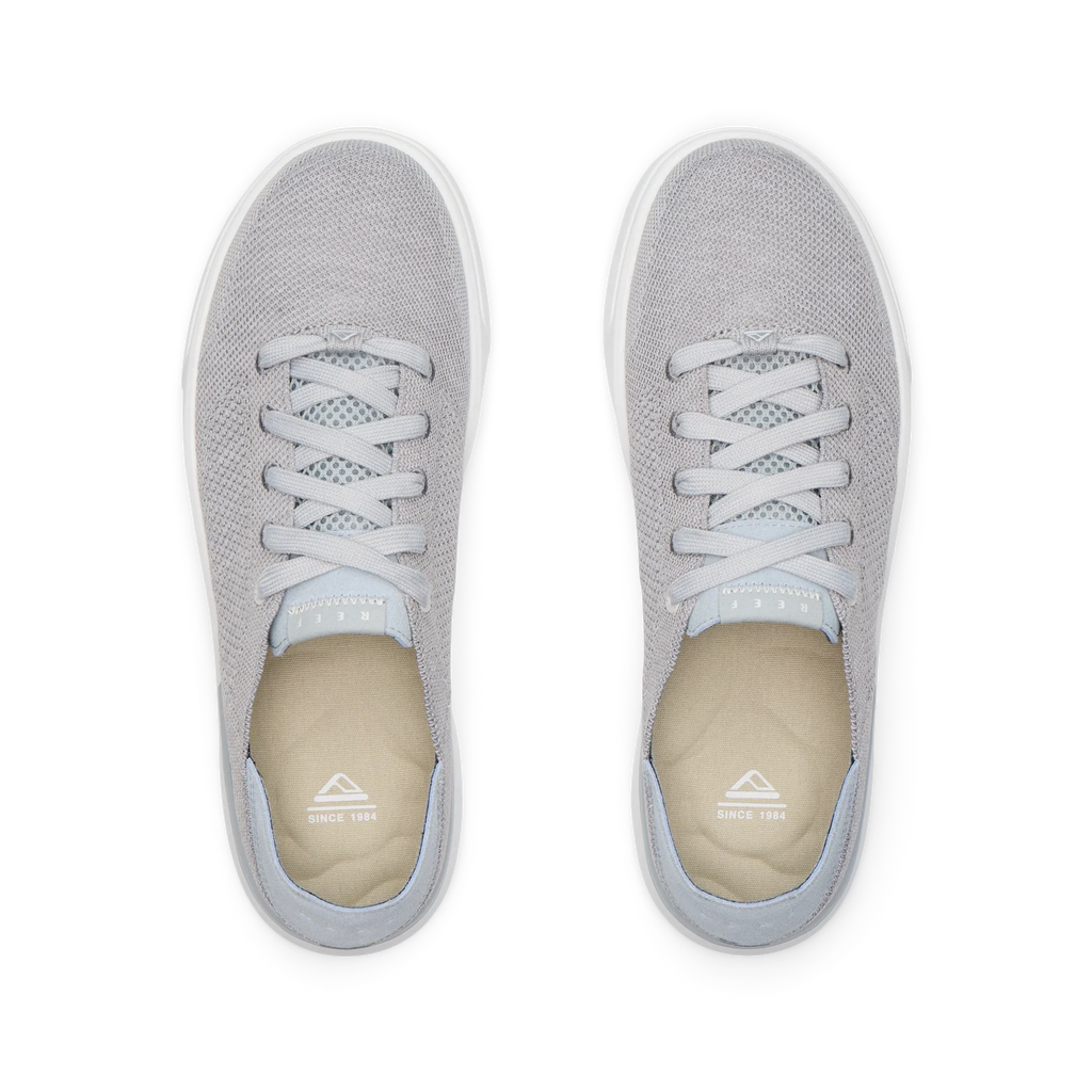 Top view of grey Neptune HT men's sneakers with extra cushioning, arch support, and water-friendly comfort technology.