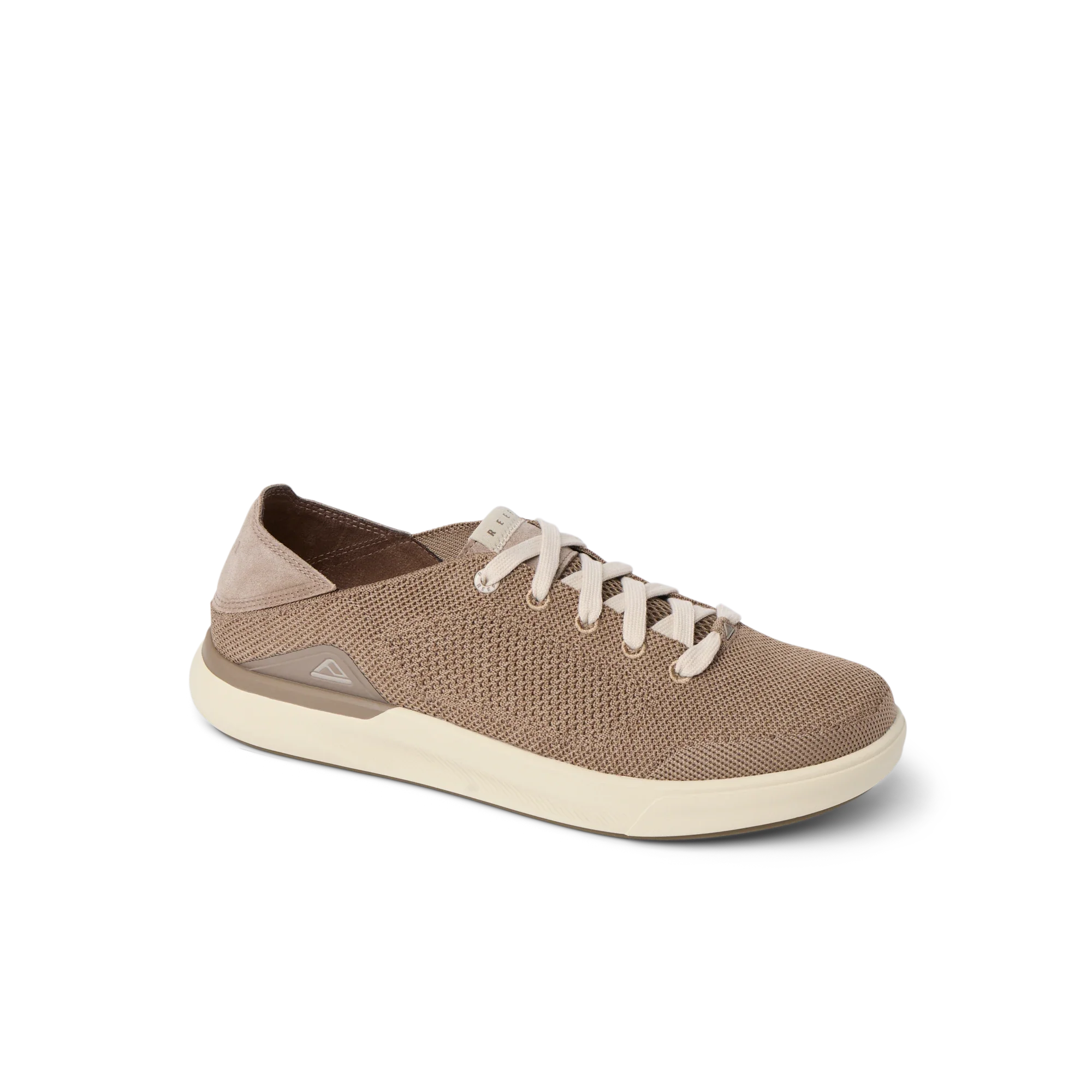 Side view of tan Neptune HT men's sneaker featuring lightweight knit upper and cushioned REEFlex midsole for all-day comfort