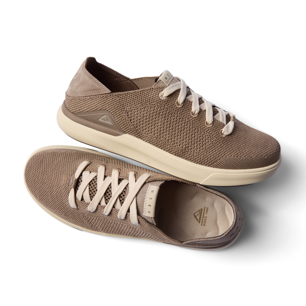 Neptune HT men's tan sneaker facing left and top with breathable mesh upper and REEFlex cushioning for all-day comfort