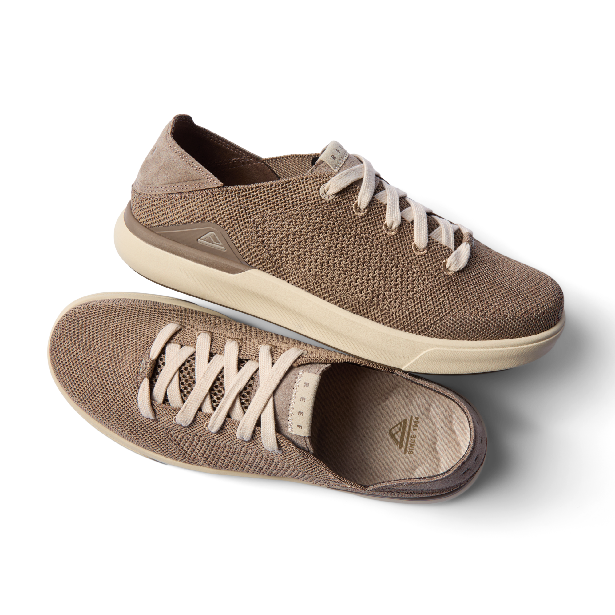 Neptune HT men's tan sneaker facing left and top with breathable mesh upper and REEFlex cushioning for all-day comfort