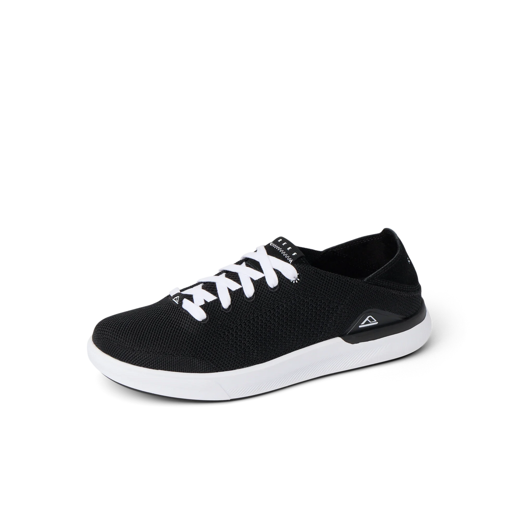 Neptune HT men's black sneaker facing right, showing front and side with lightweight, cushioned, water-friendly design.