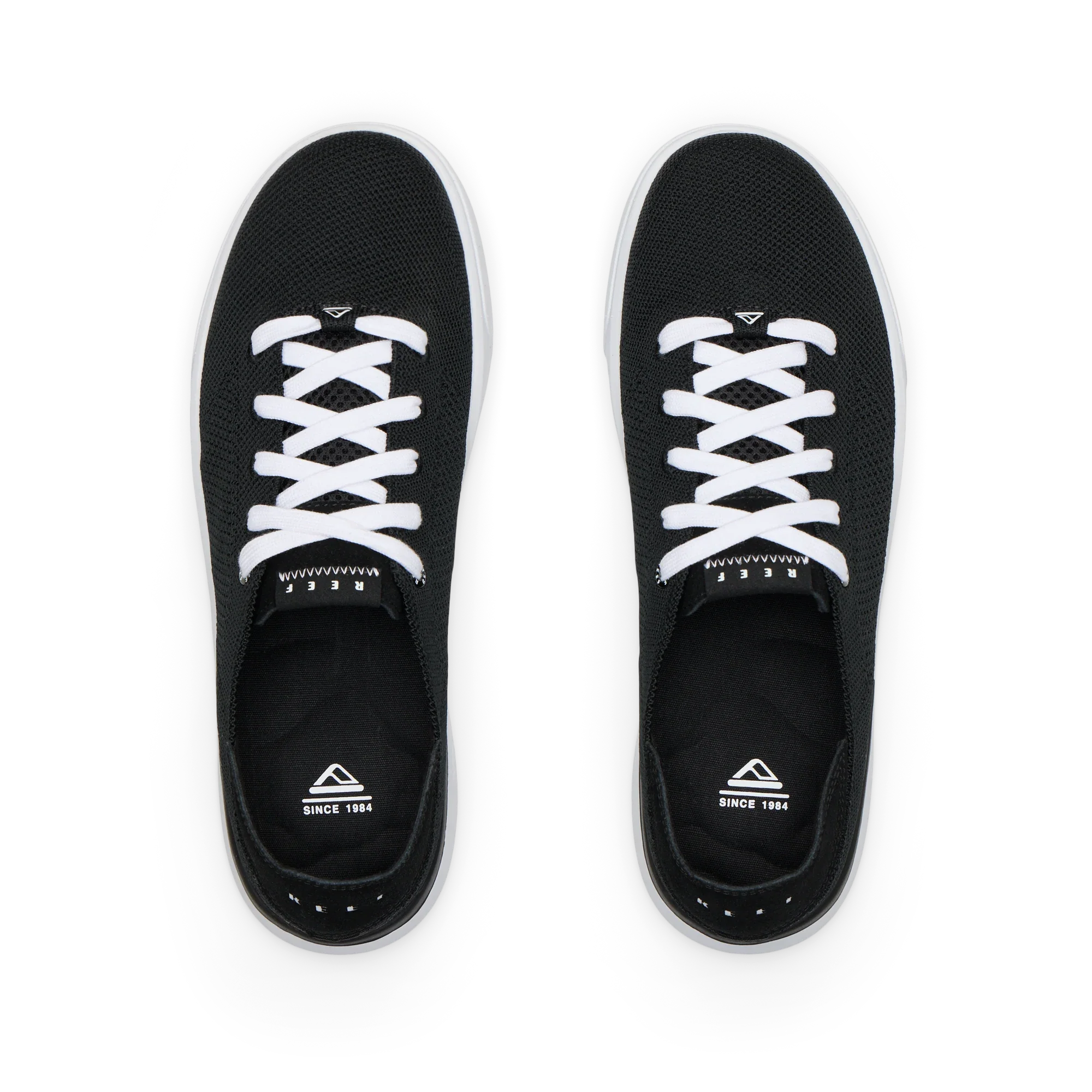 Top view of black Neptune HT men's sneakers with white laces, showing breathable mesh upper and cushioned insoles.