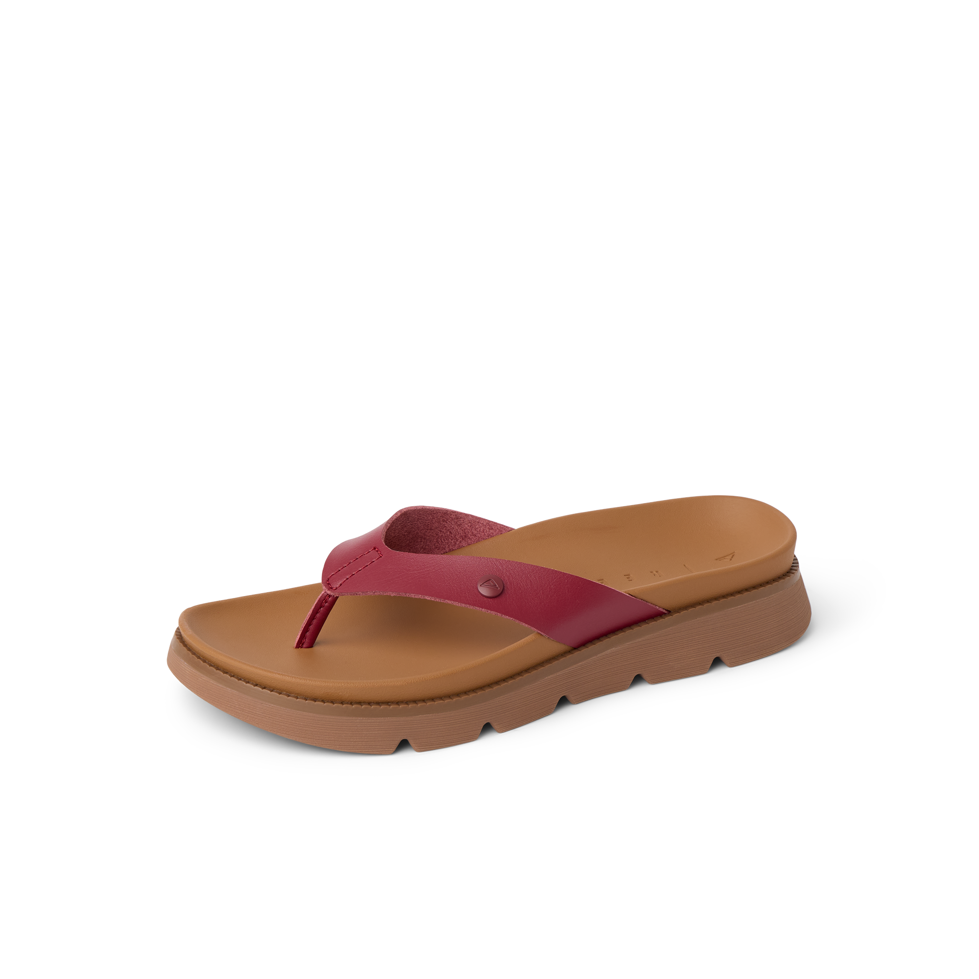 Vista Luxe Vivianahh burgundy right-facing sandal close-up showing cushioned footbed and soft-rebound arch support