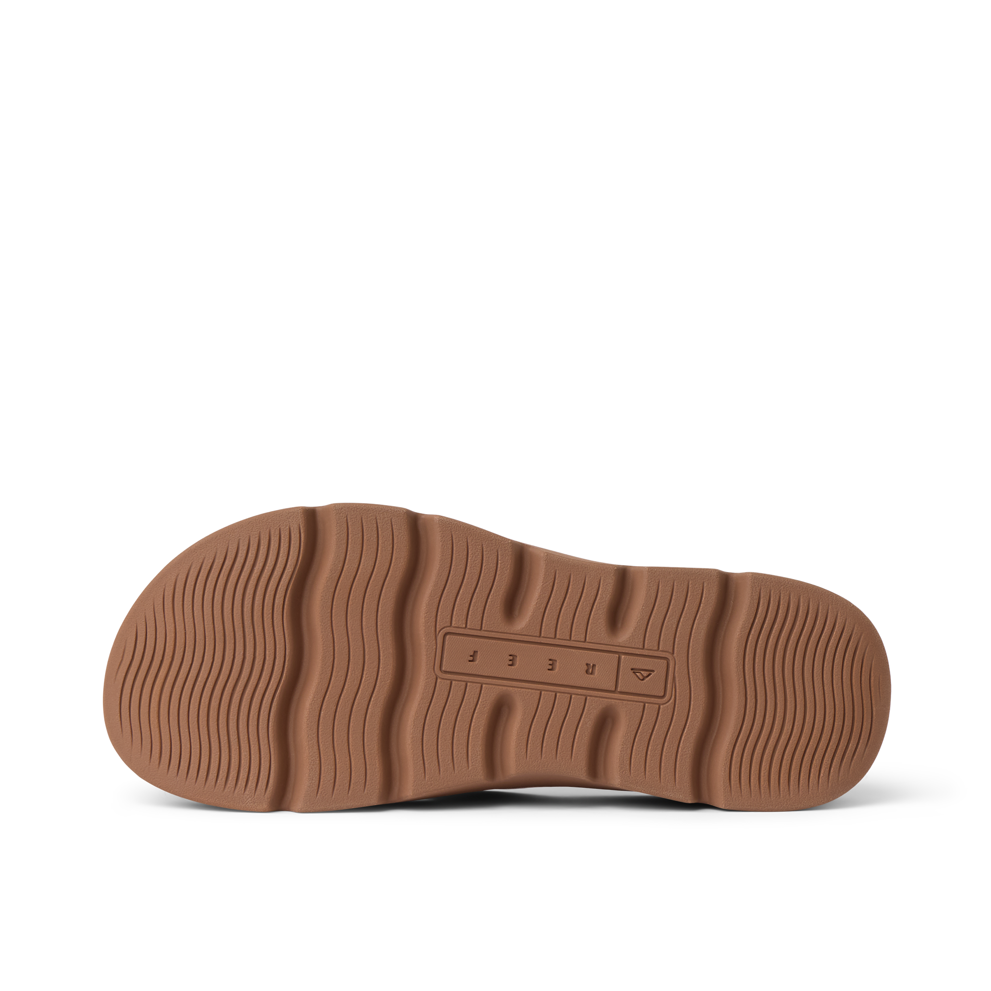 Vista Luxe Vivianahh women's footwear showing the brown outsole facing up with embossed REEF logo for comfort and durability