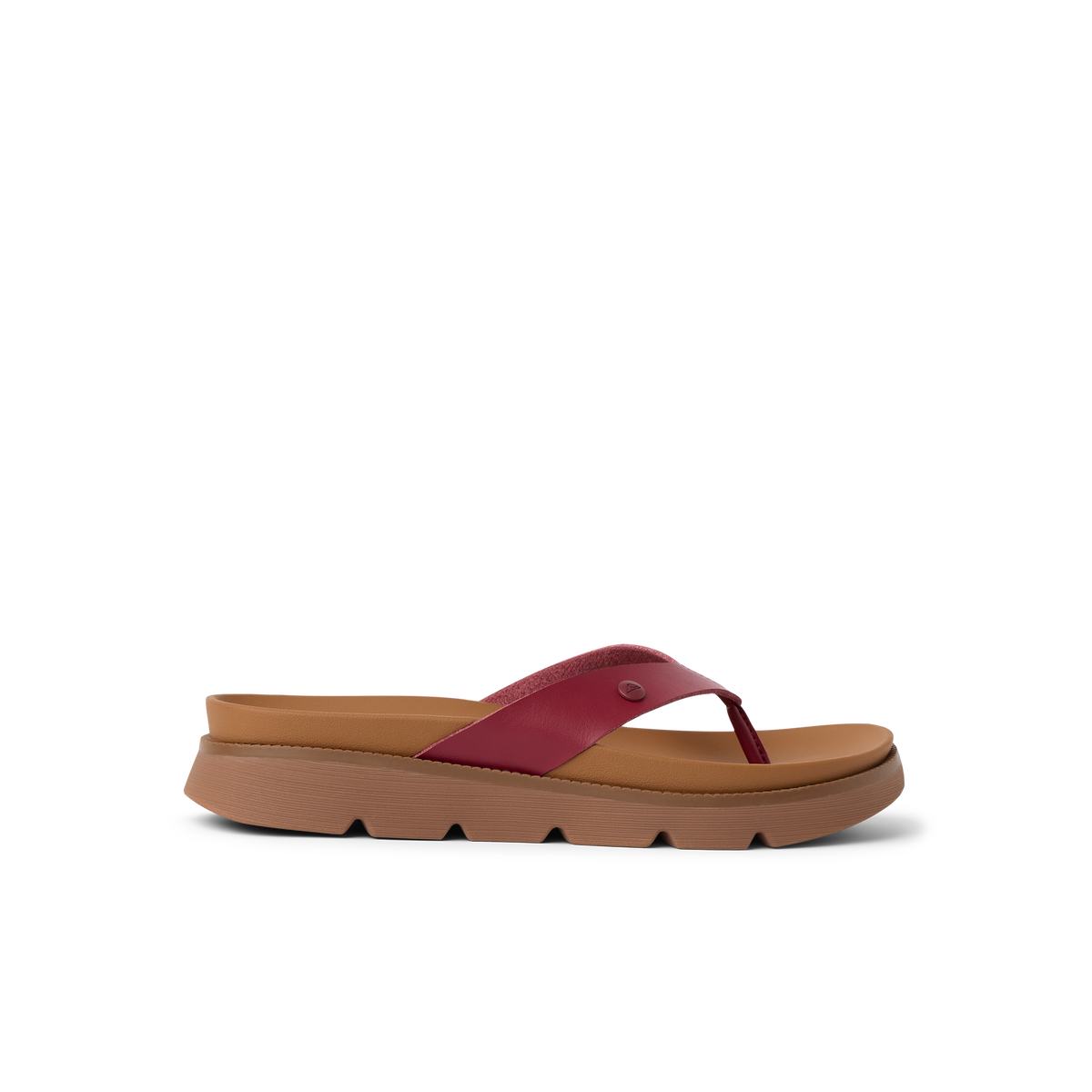 Vista Luxe Vivianahh women's burgundy sandal facing left showing side profile with cushioned sole and arch support