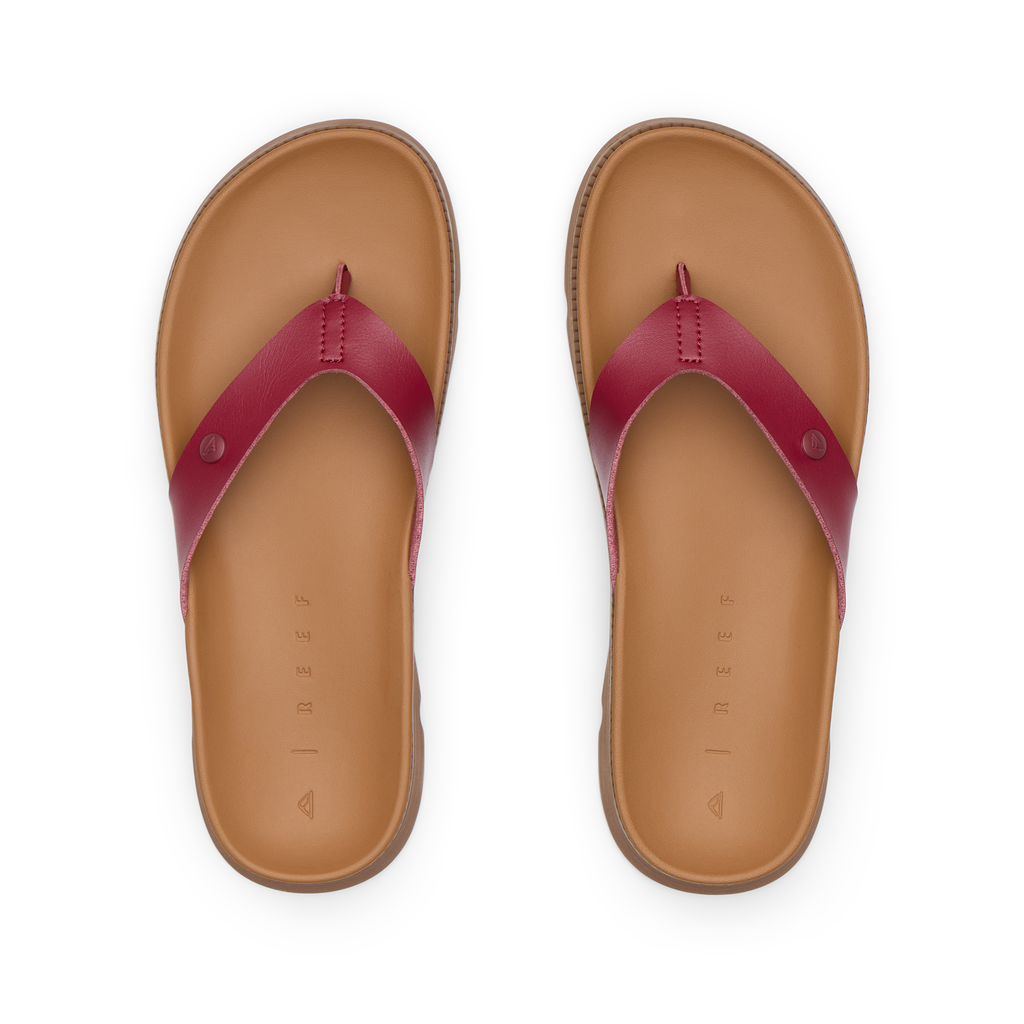 Vista Luxe Vivianahh women's sandals facing up, burgundy straps with soft cushioning and arch support for all-day comfort.