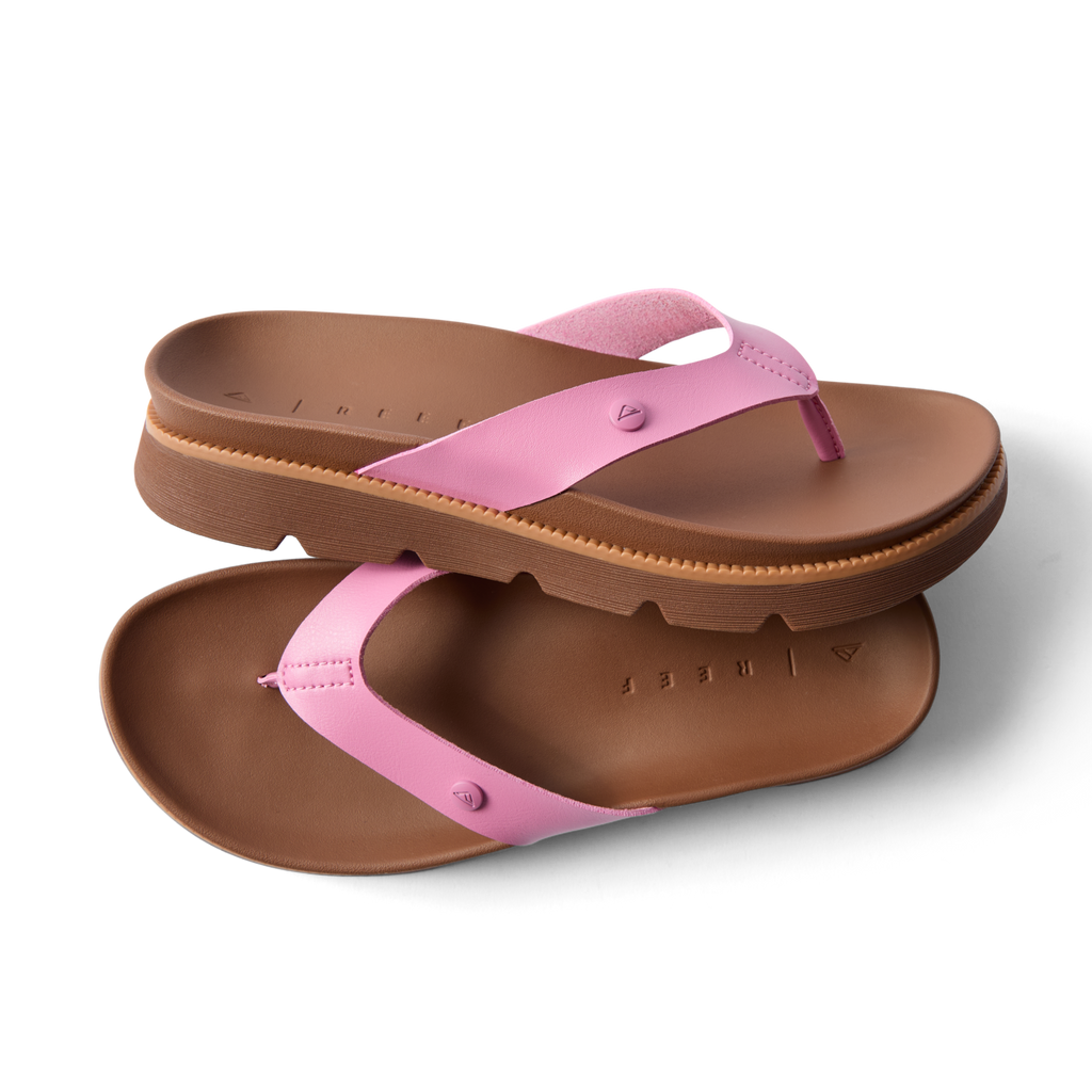Vista Luxe Vivianahh women's pink platform sandals facing right, close-up of footbed with soft cushioning and arch support